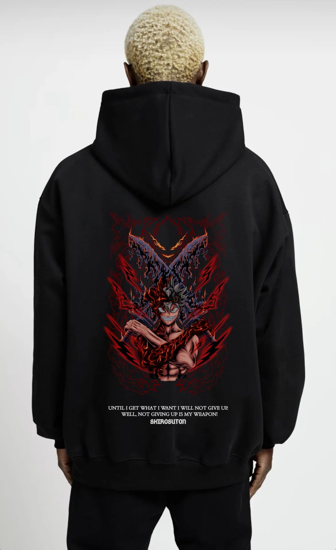 Black Clover Asta Magic Knight Hoodie im Oversized-Stil – Hochwertiges Anime Merchandise für Streetwear Fans und Black Clover Liebhaber