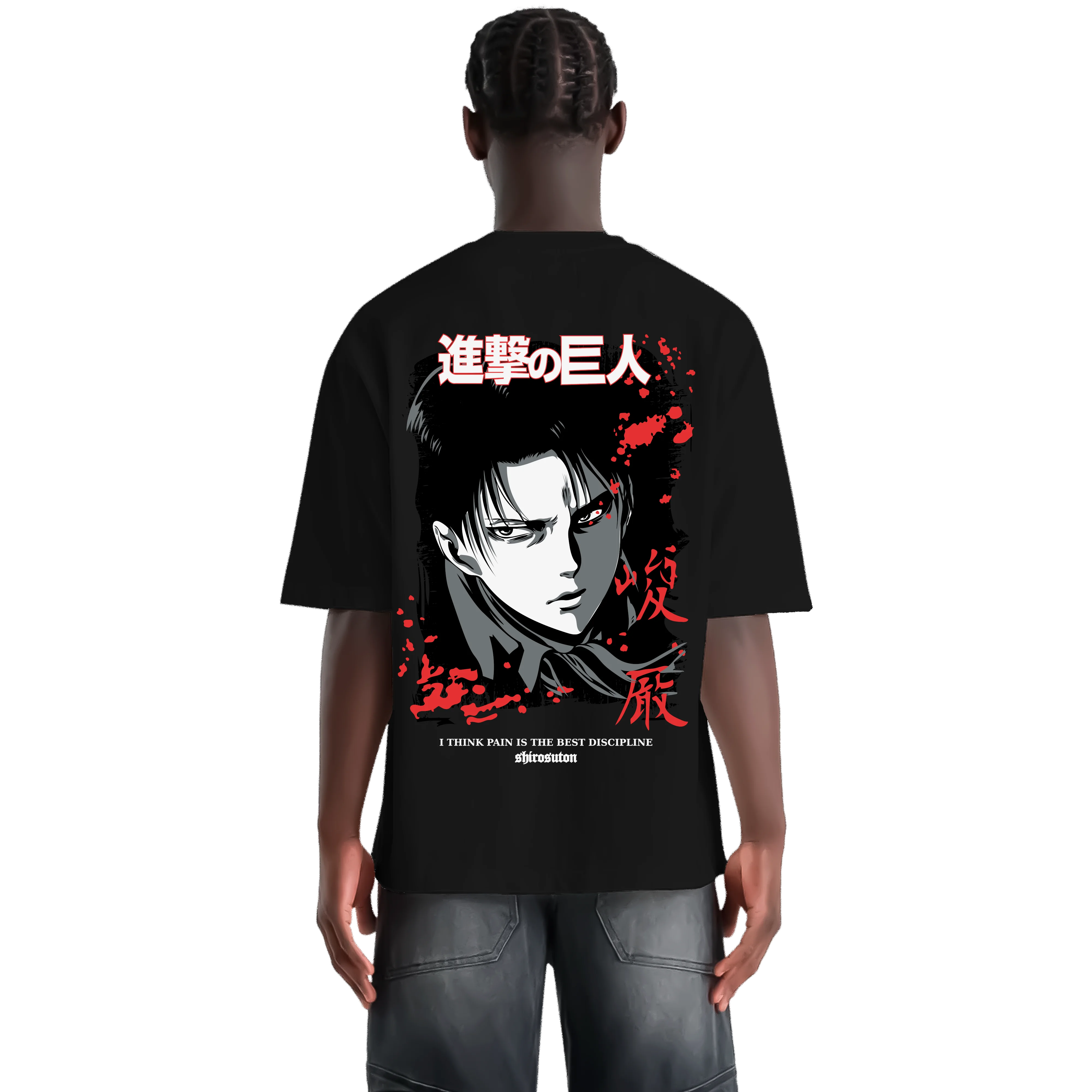 Attack on Titan Levi T-Shirt im Oversized-Stil – Hochwertiges Anime Merchandise für Streetwear Fans und AOT Liebhaber.