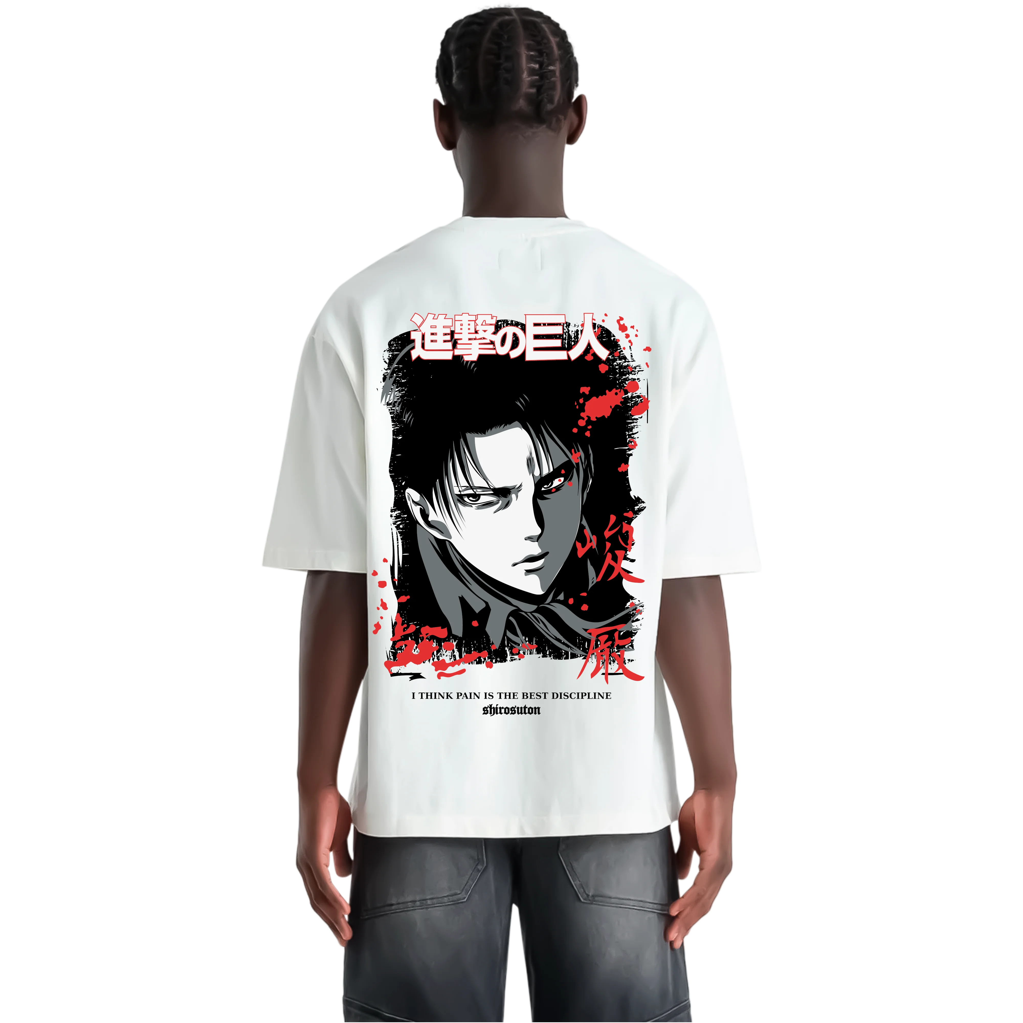 Attack on Titan Levi T-Shirt im Oversized-Stil – Hochwertiges Anime Merchandise für Streetwear Fans und AOT Liebhaber.