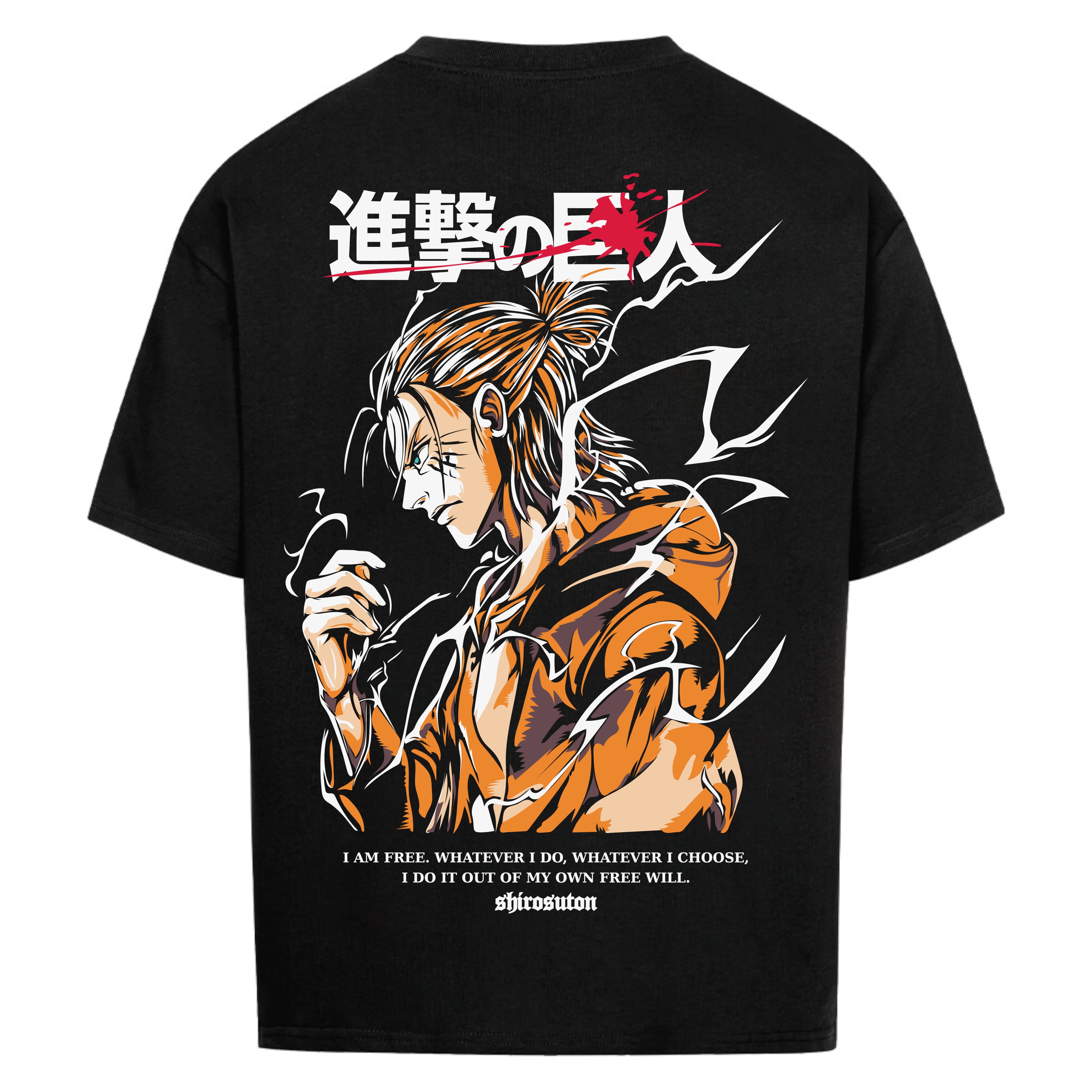 Attack On Titan Eren Jäger T-Shirt im Oversized-Stil – Hochwertiges Anime Merchandise für Streetwear Fans und AOT Liebhaber.