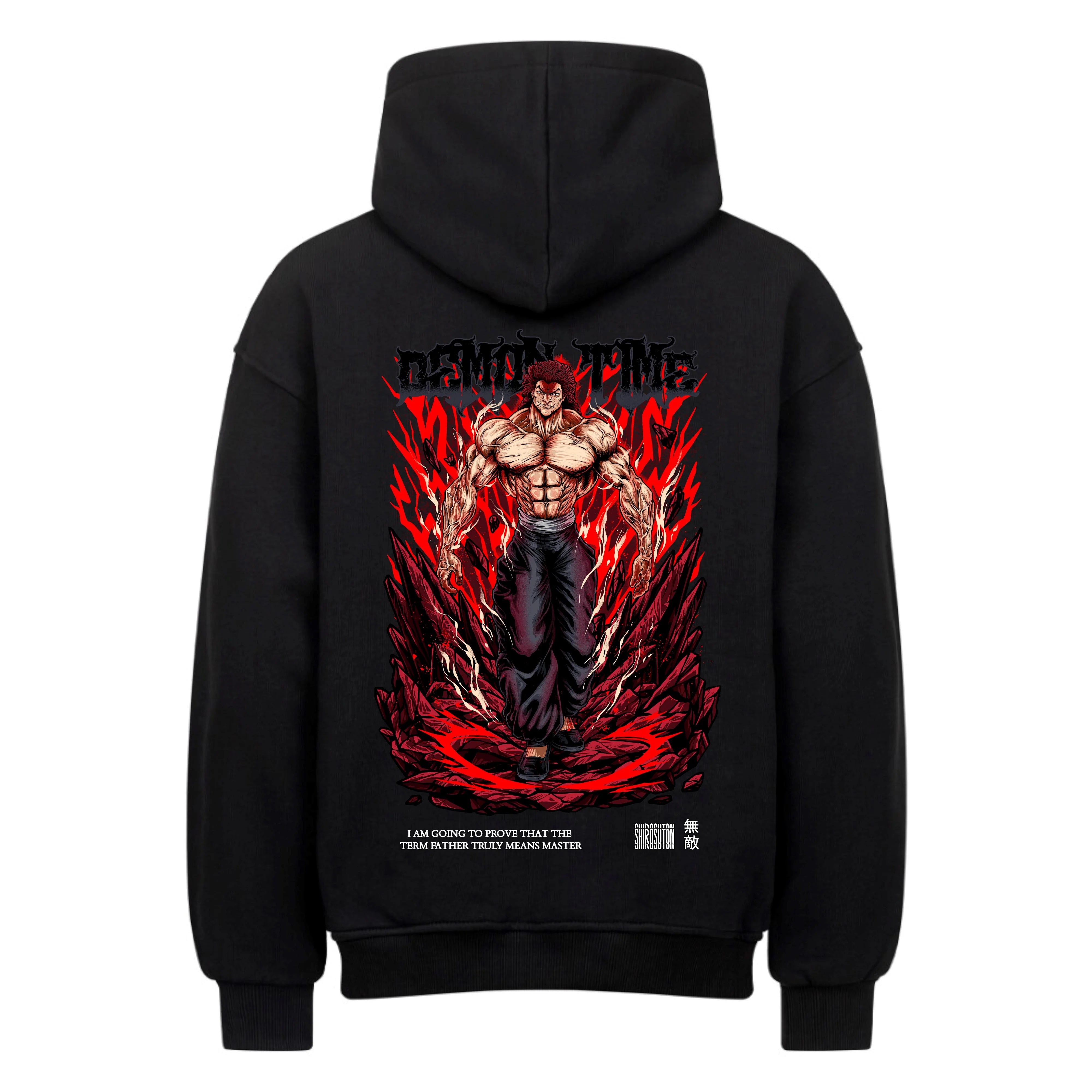 Baki Yujiro Hoodie im Oversized-Stil – Hochwertiges Anime Merchandise für Gymwear Fans und Baki Liebhaber.