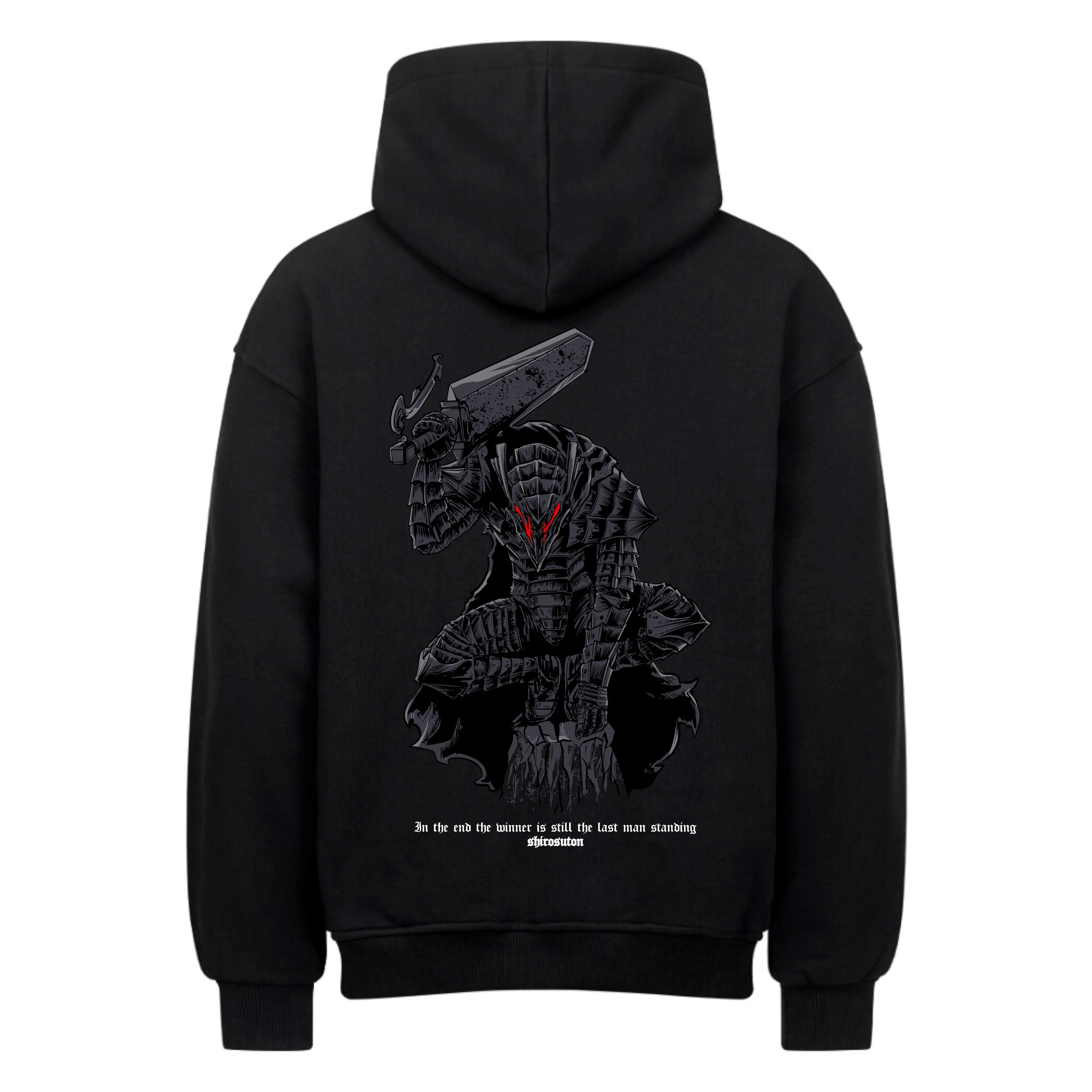 Berserk Guts Branded Swordsman Hoodie im Oversized-Stil – Hochwertiges Anime Merchandise für Streetwear Fans und Berserk Liebhaber.