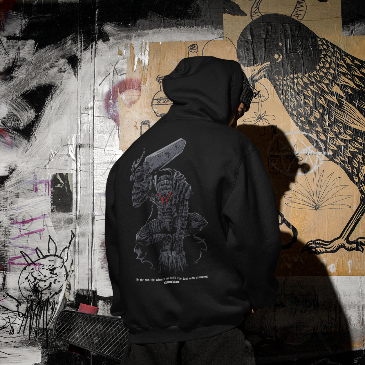 Berserk Guts Branded Swordsman Hoodie im Oversized-Stil – Hochwertiges Anime Merchandise für Streetwear Fans und Berserk Liebhaber.