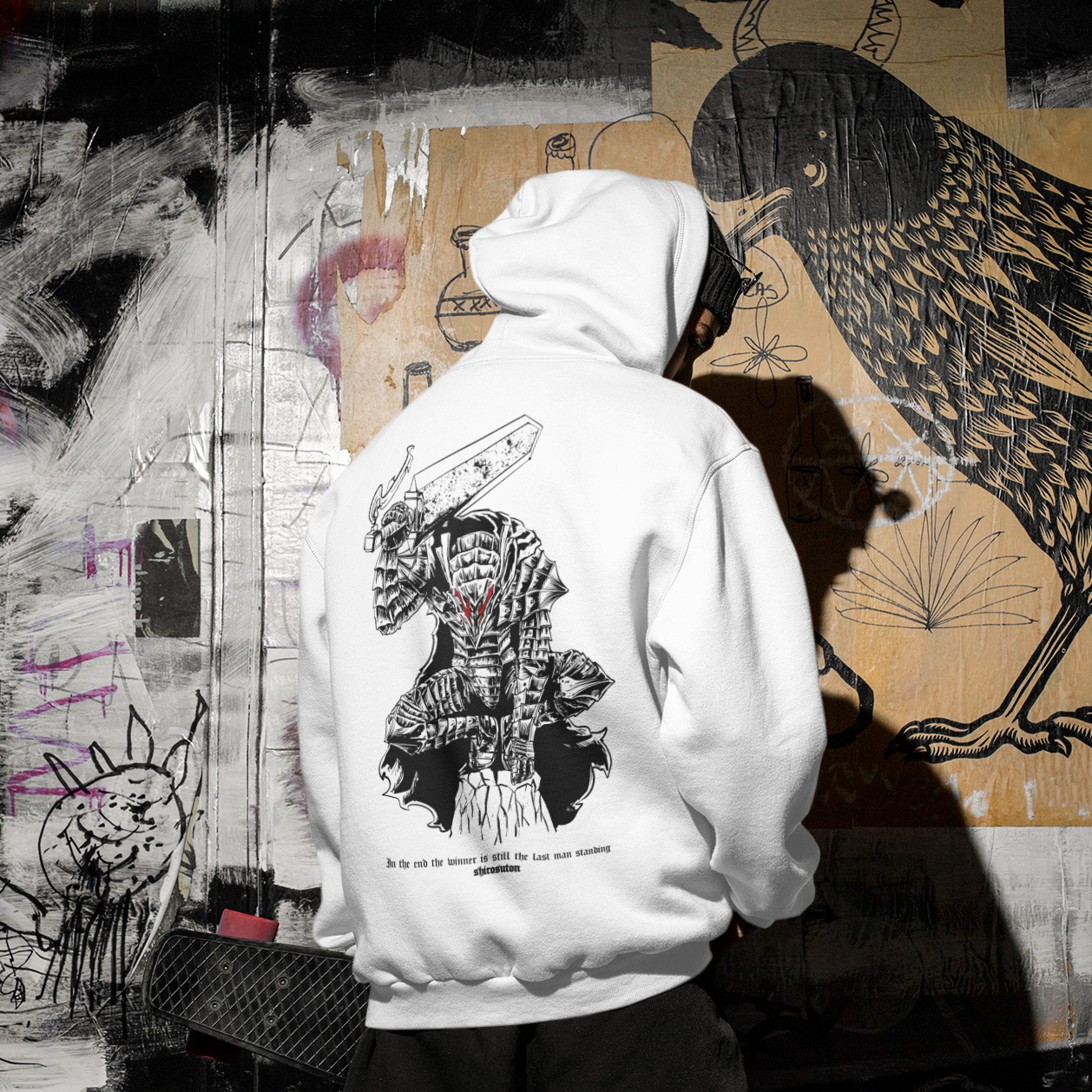 Berserk Guts Branded Swordsman Hoodie im Oversized-Stil – Hochwertiges Anime Merchandise für Streetwear Fans und Berserk Liebhaber.