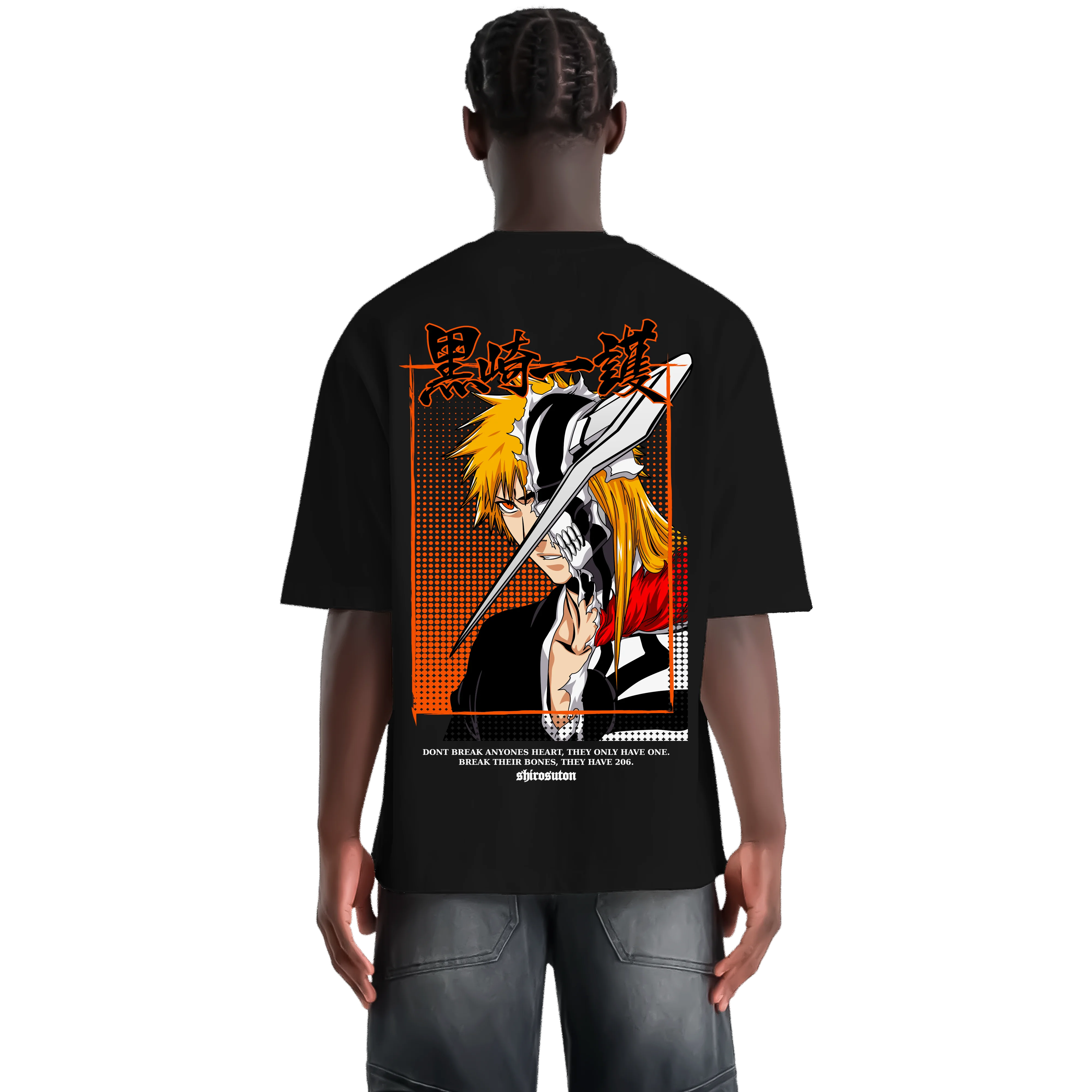 Bleach Ichigo T-Shirt im Oversized-Stil – Hochwertiges Anime Merchandise für Streetwear Fans und Bleach Liebhaber.