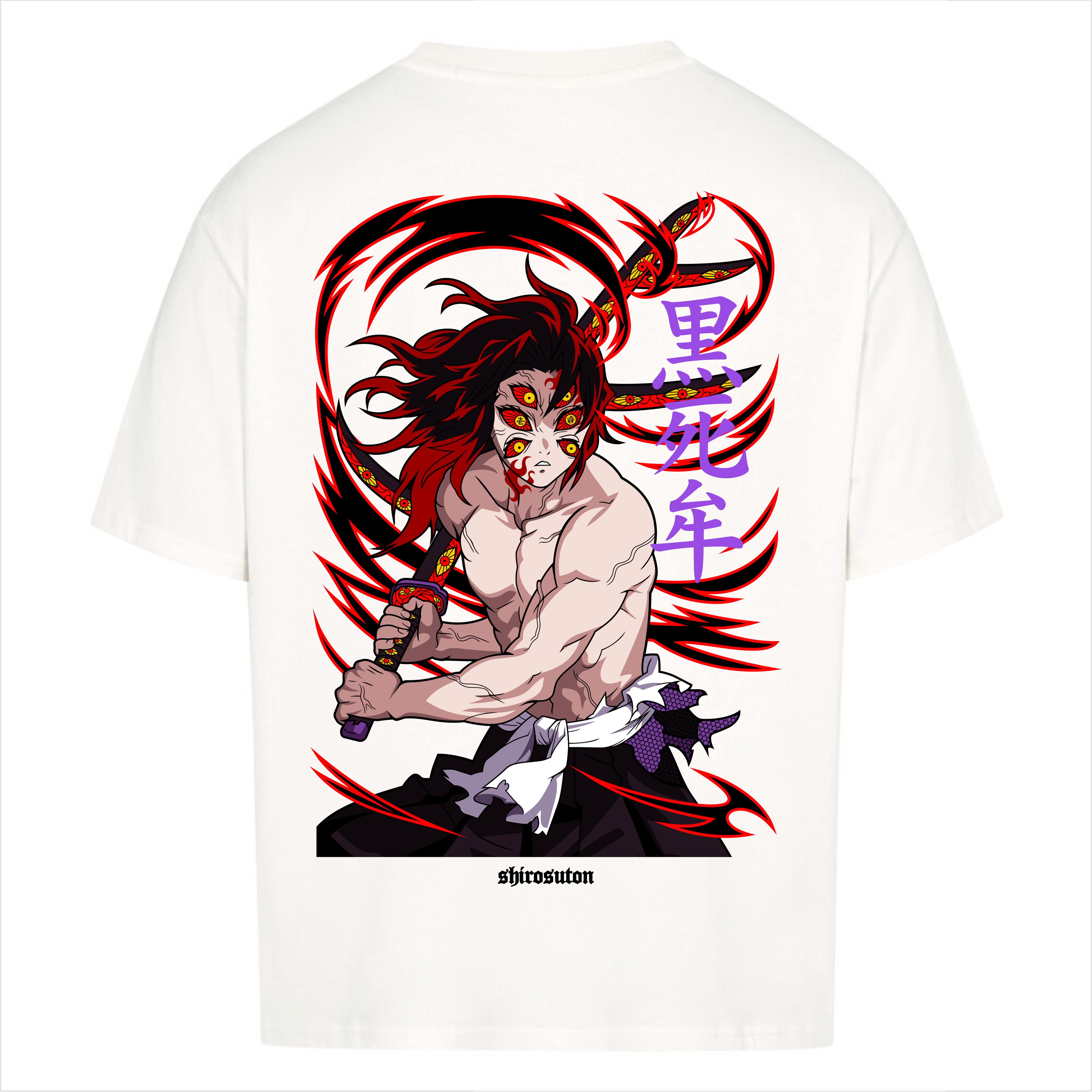 Demon Slayer Kokushibo Tshirt im Oversized-Stil – Hochwertiges Anime Merchandise für Streetwear Fans und Jujutsu Kaisen Liebhaber.