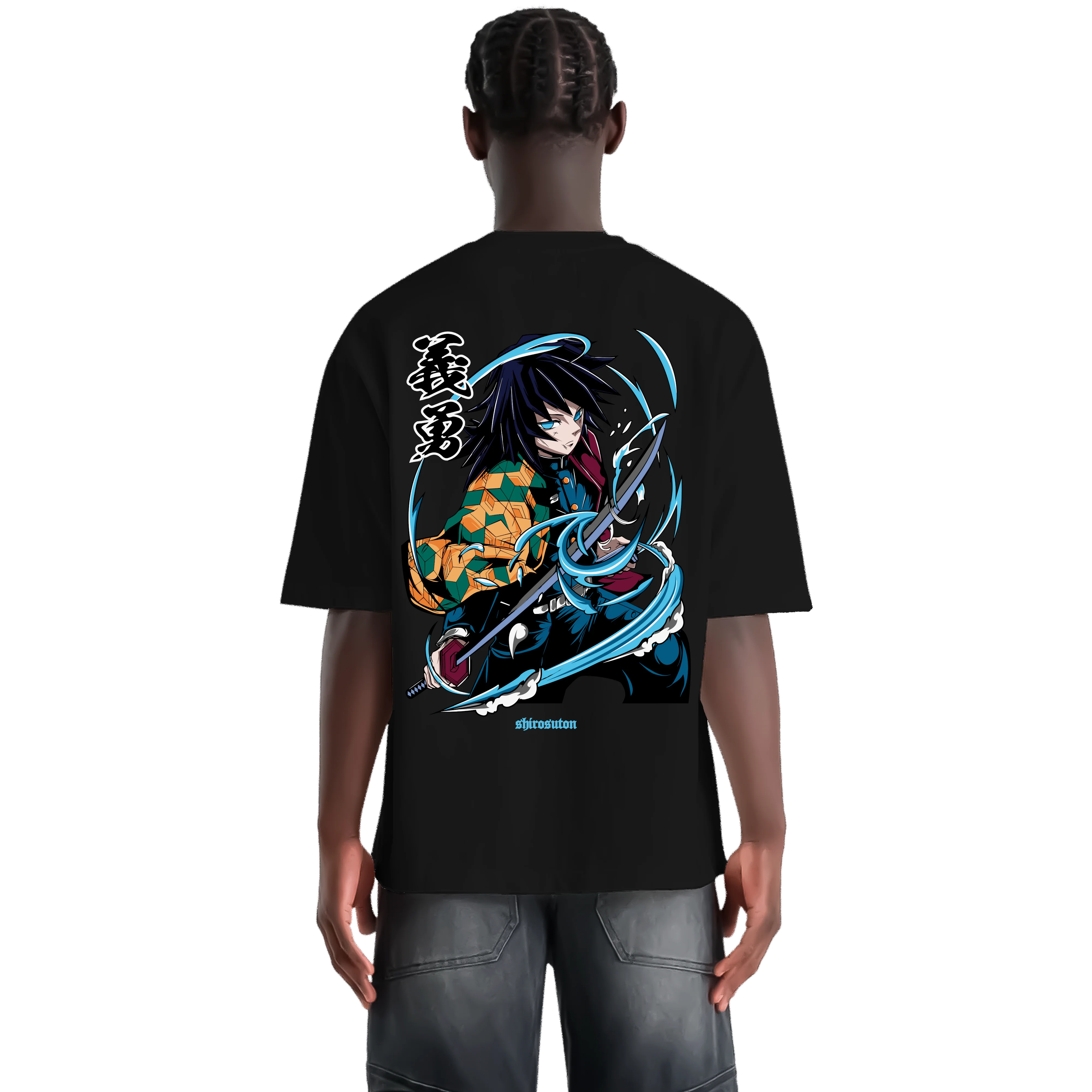 Demon Slayer Tomioka Tshirt im Oversized-Stil – Hochwertiges Anime Merchandise für Streetwear Fans und Demon Slayer Liebhaber.