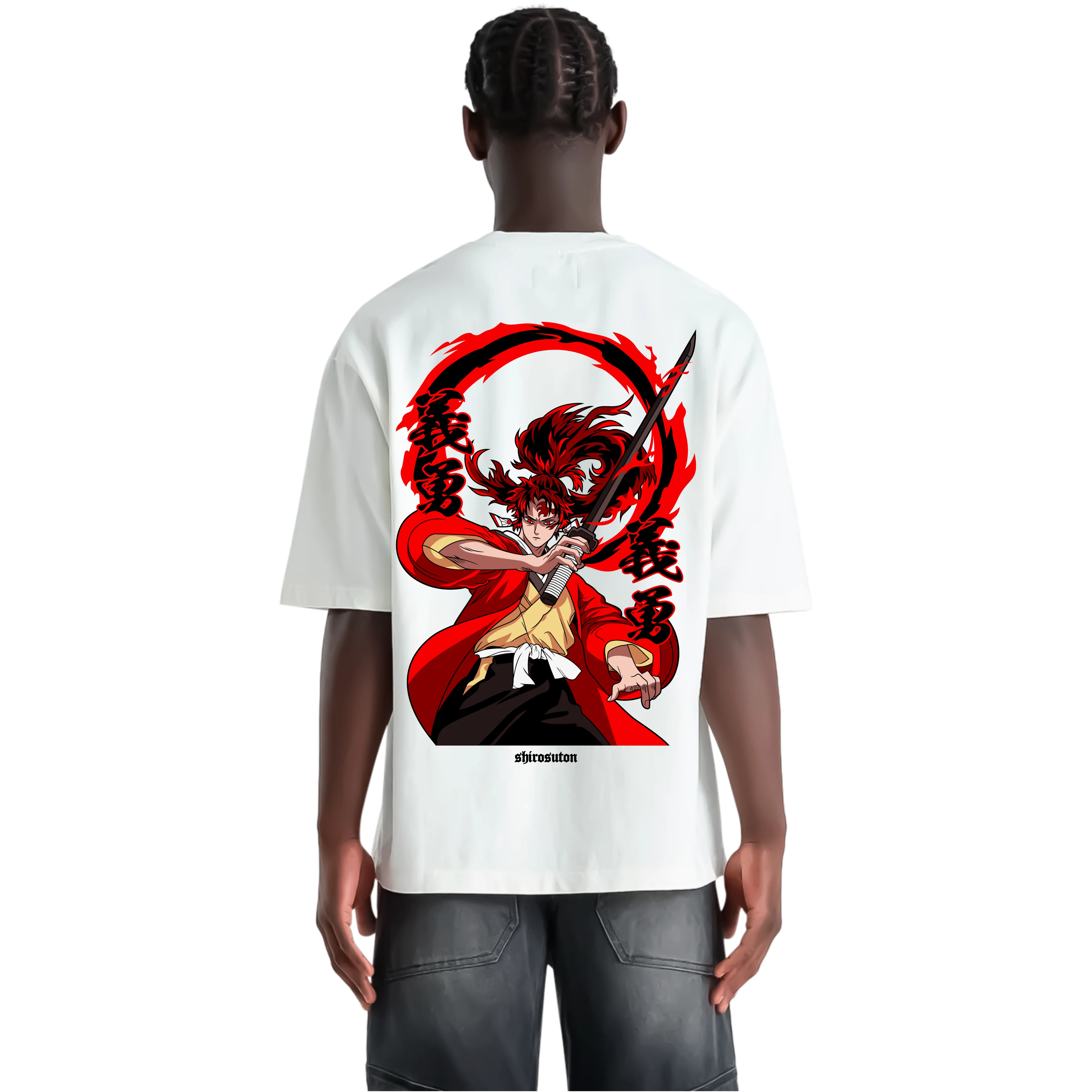 Demon Slayer Yoriichi Tshirt im Oversized-Stil – Hochwertiges Anime Merchandise für Streetwear Fans und Demon Slayer Liebhaber.