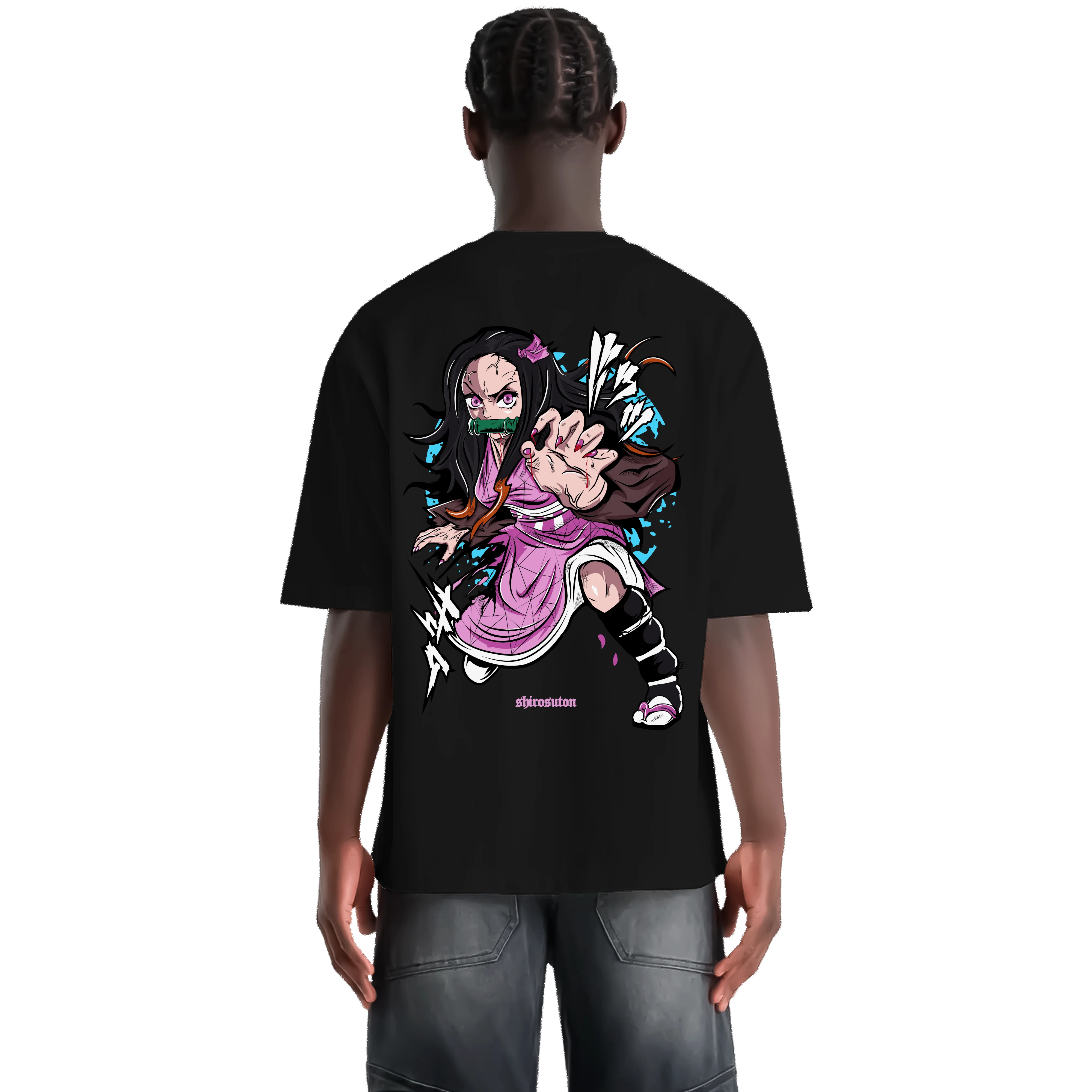 Demon Slayer Nezuko Tshirt im Oversized-Stil – Hochwertiges Anime Merchandise für Streetwear Fans und Demon Slayer Liebhaber.