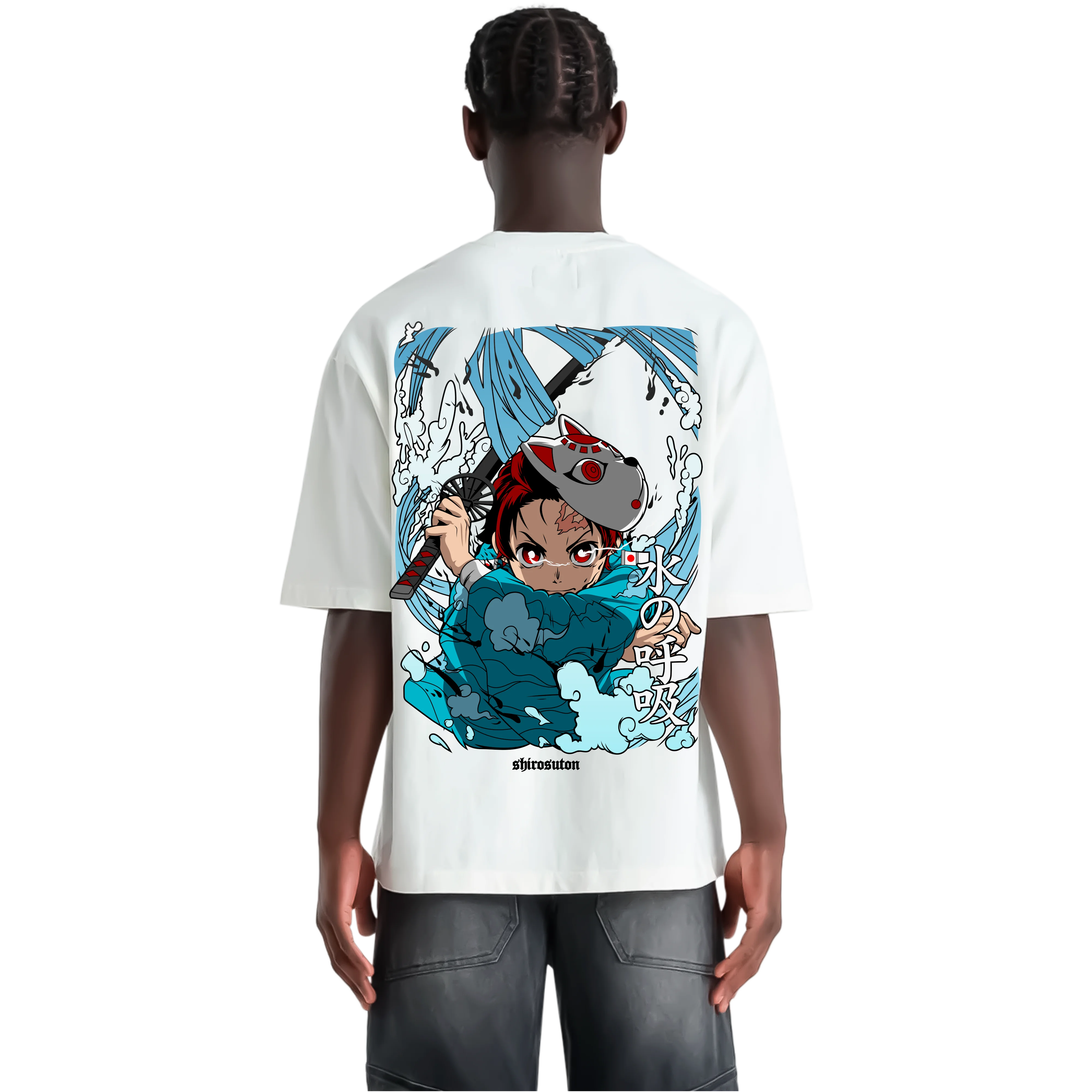 Demon Slayer Tanjiro Tshirt im Oversized-Stil – Hochwertiges Anime Merchandise für Streetwear Fans und Demon Slayer Liebhaber.