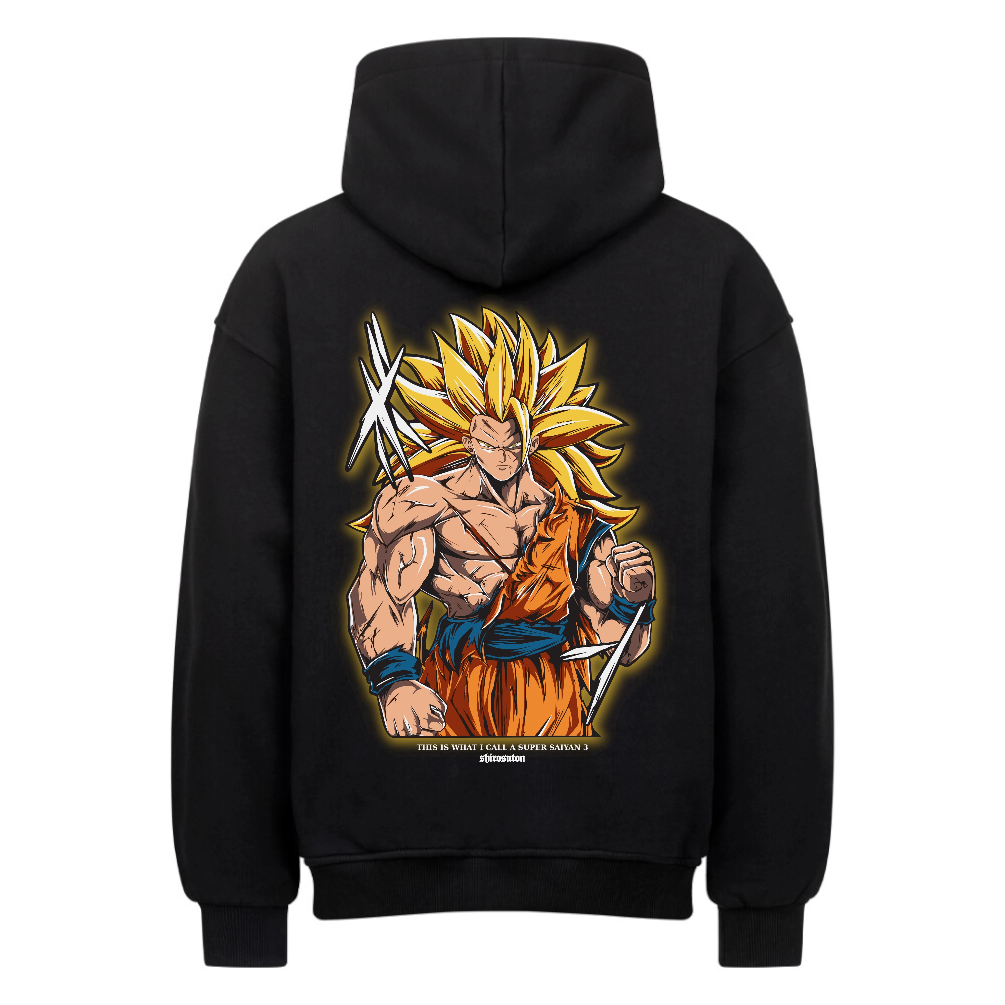 Dragon Ball Goku Super Saiyan 3 Hoodie im Oversized-Stil – Hochwertiges Anime Merchandise für Streetwear Fans und Dragon Ball Liebhaber.