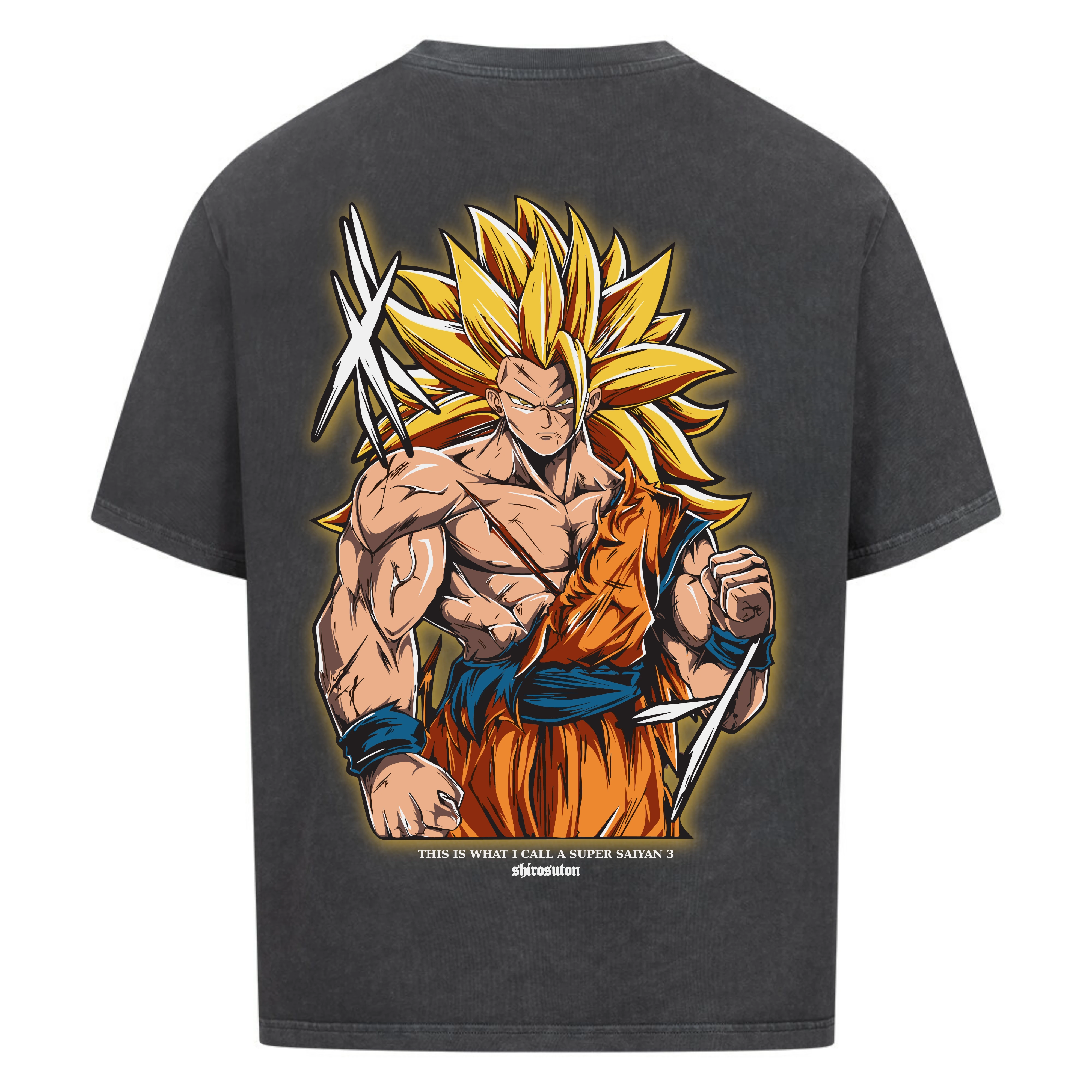 Dragon Ball Goku Super Saiyan 3 Tshirt im Oversized-Stil – Hochwertiges Anime Merchandise für Streetwear Fans und Dragon Ball Liebhaber.