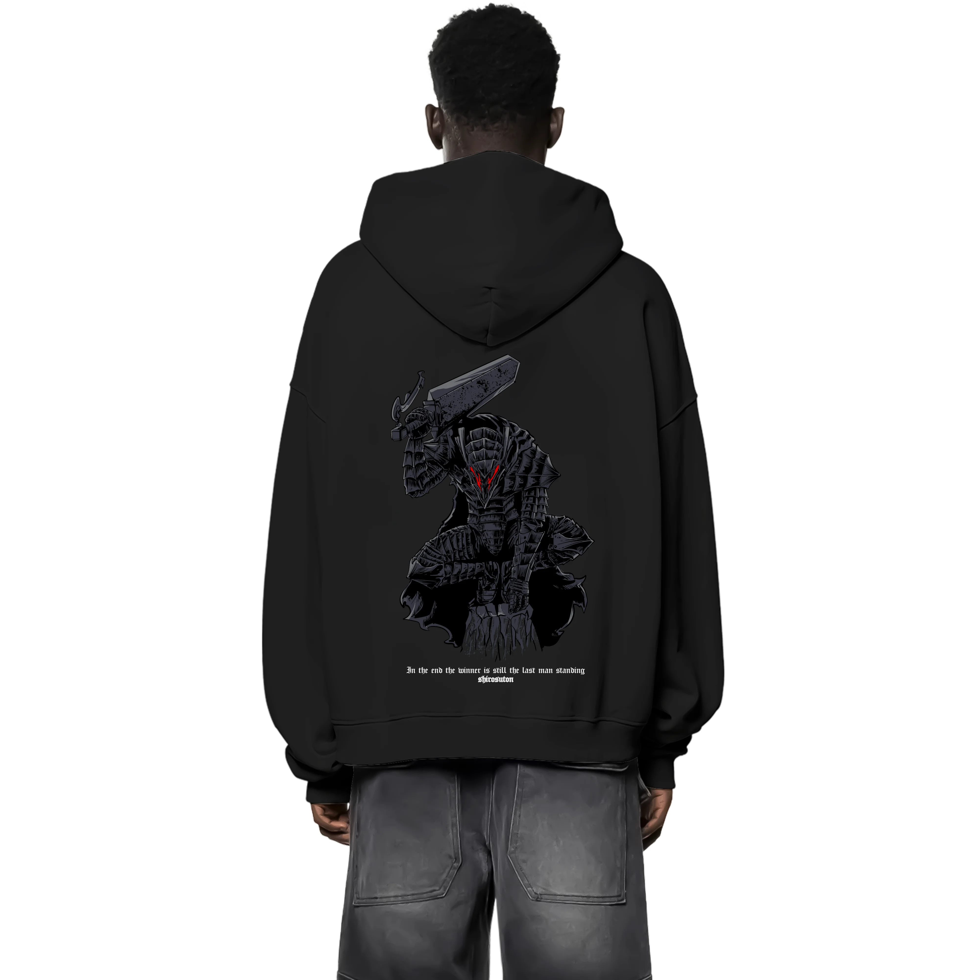 Berserk Guts Branded Swordsman Zip Hoodie im Oversized-Stil – Hochwertiges Anime Merchandise für Streetwear Fans und Berserk Liebhaber.