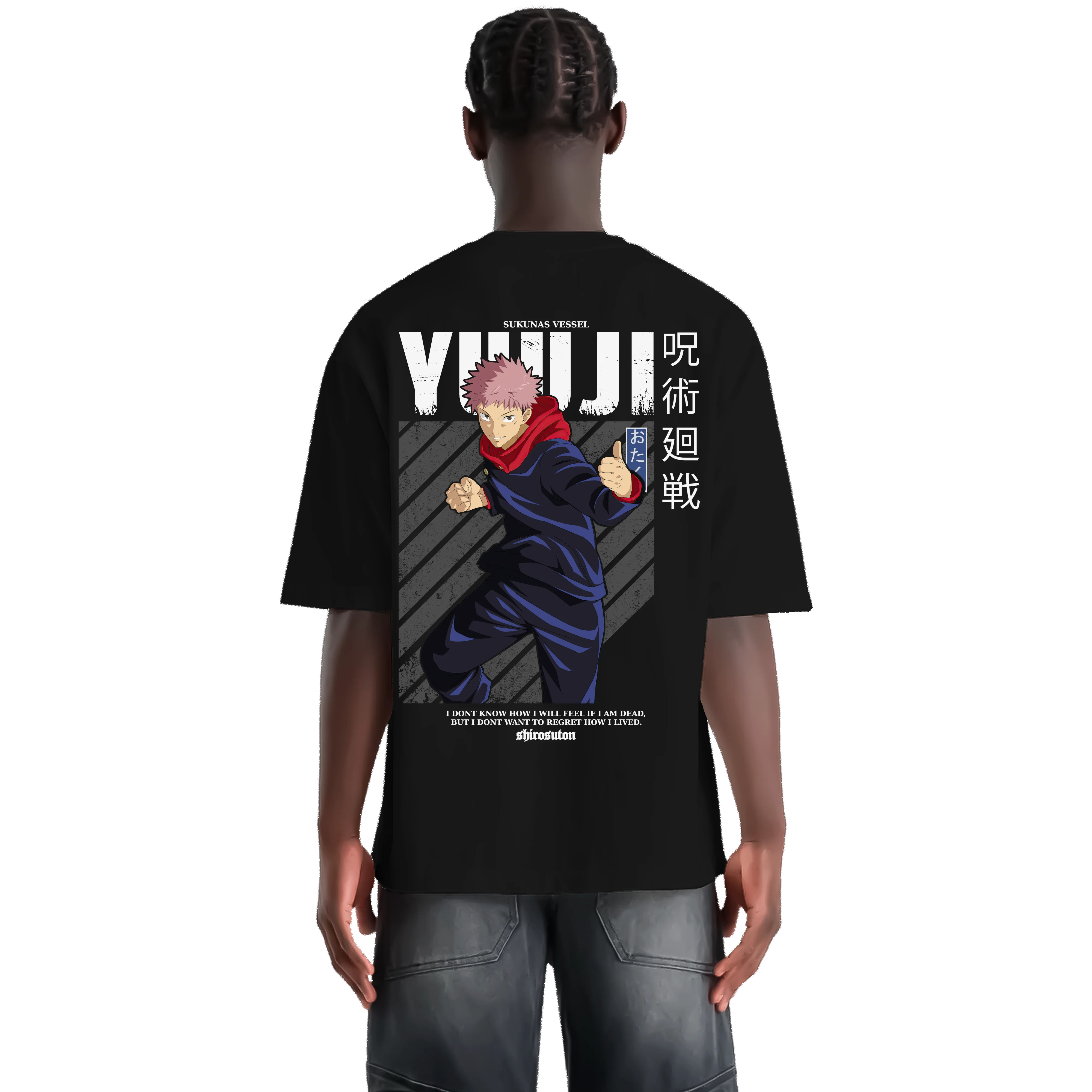 Yuji Itadori T-Shirt im Oversized-Stil – Hochwertiges Anime Merchandise für Streetwear Fans und Jujutsu Kaisen Liebhaber.