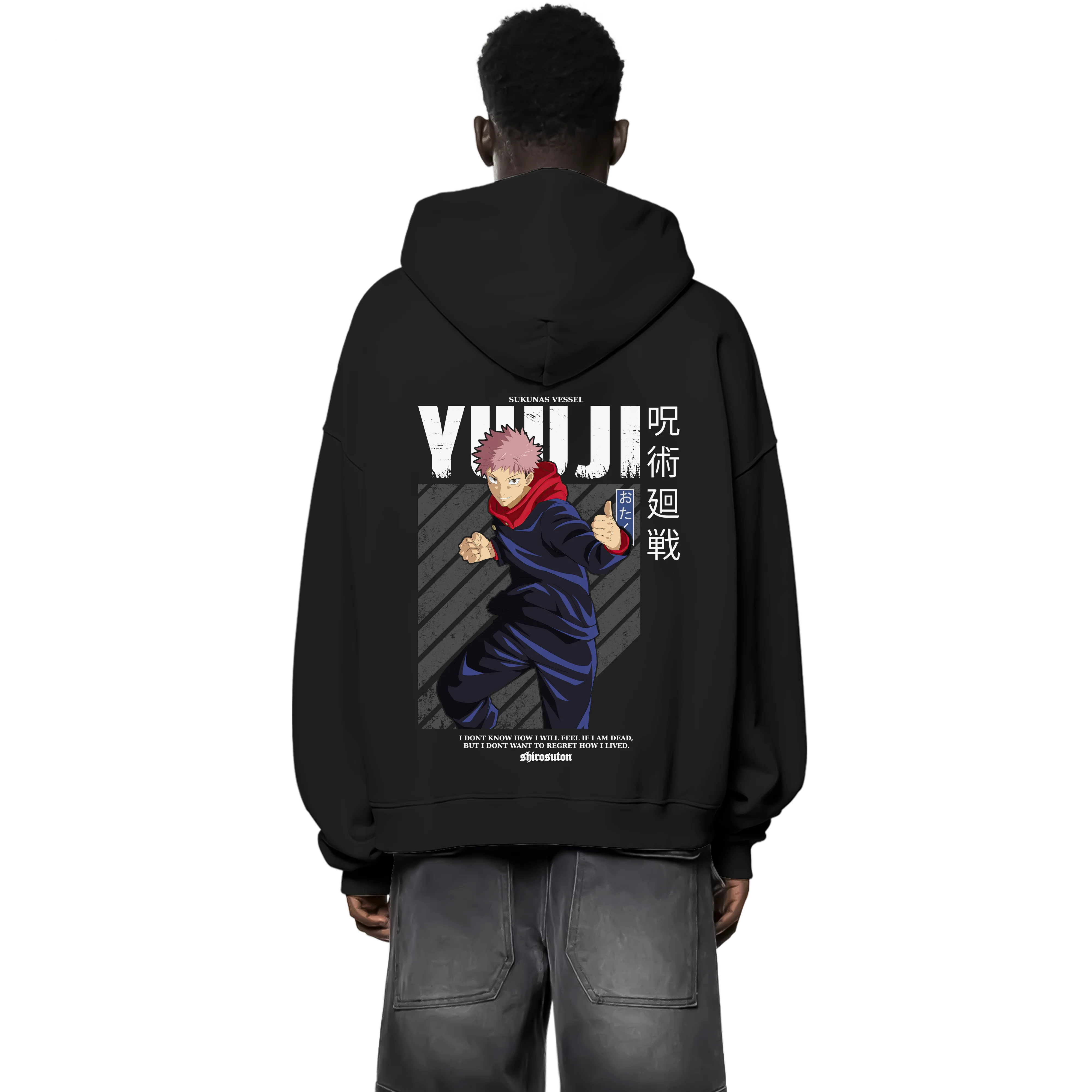 Jujutsu Kaisen Itadori Zip Hoodie im Oversized-Stil – Hochwertiges Anime Merchandise für Streetwear Fans und Jujutsu Kaisen Liebhaber