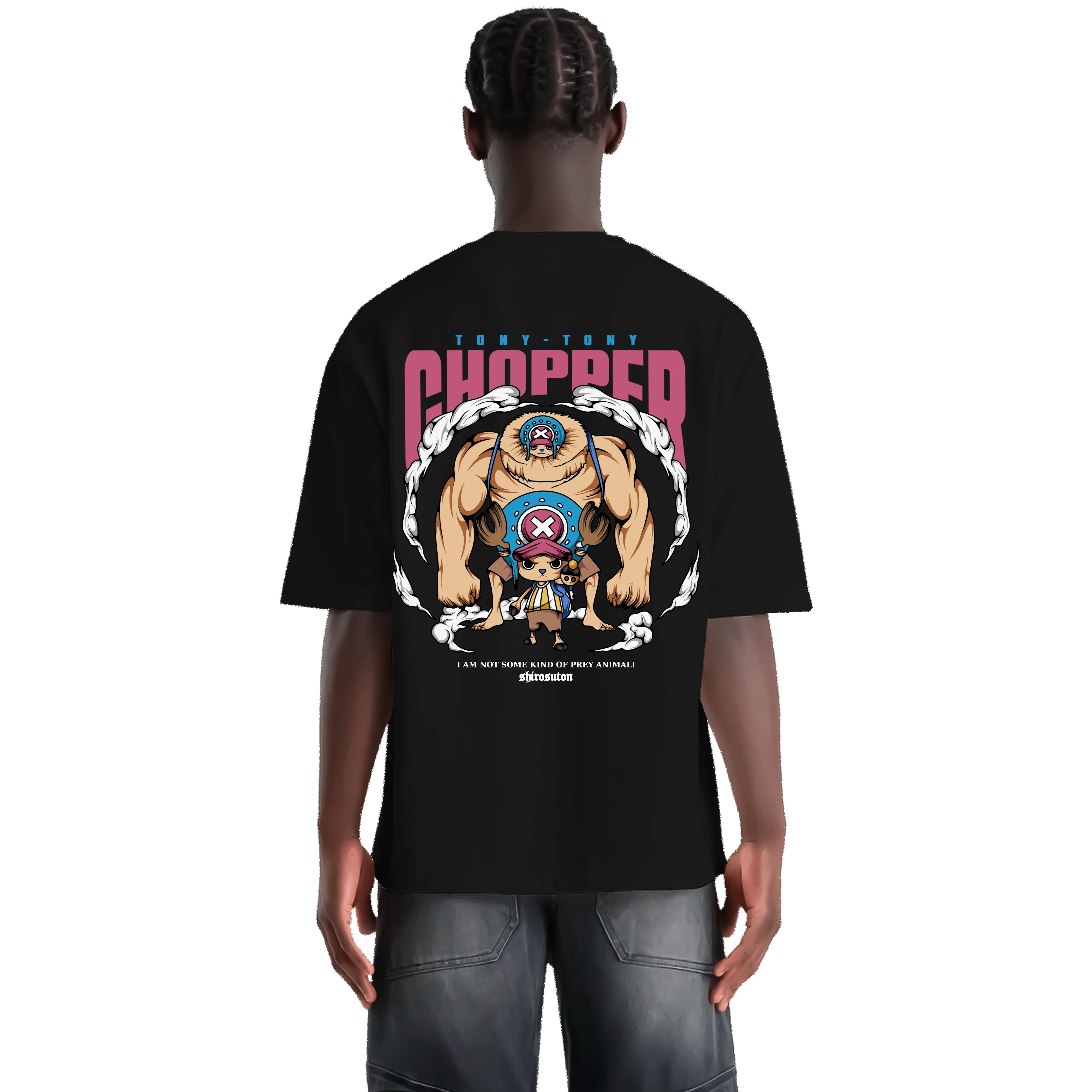 One Piece Chopper Prey Animal T-Shirt im Oversized-Stil – Hochwertiges Anime Merchandise für Streetwear Fans und One Piece Liebhaber.