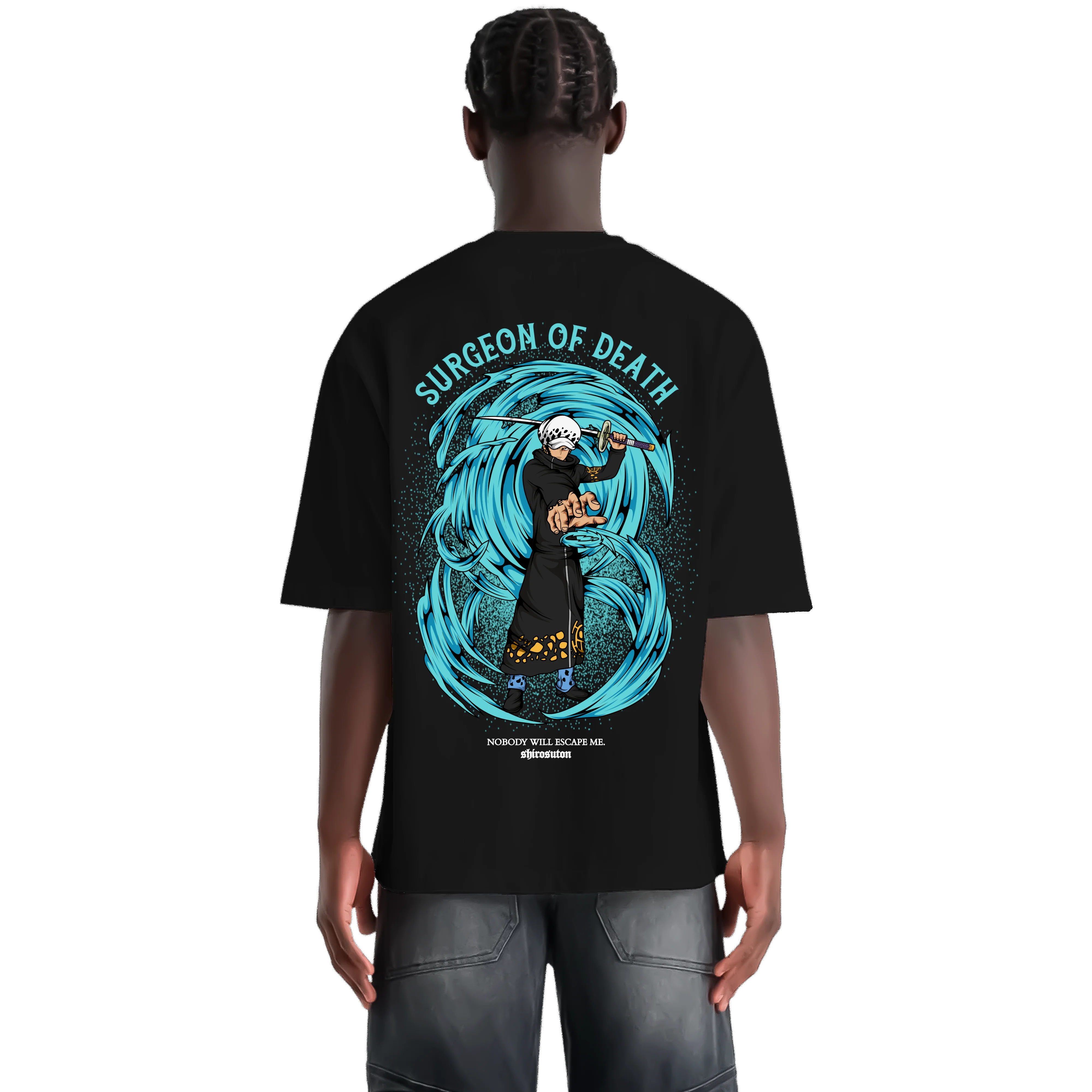 One Piece Law T-Shirt im Oversized-Stil – Hochwertiges Anime Merchandise für Streetwear Fans und One Piece Liebhaber.