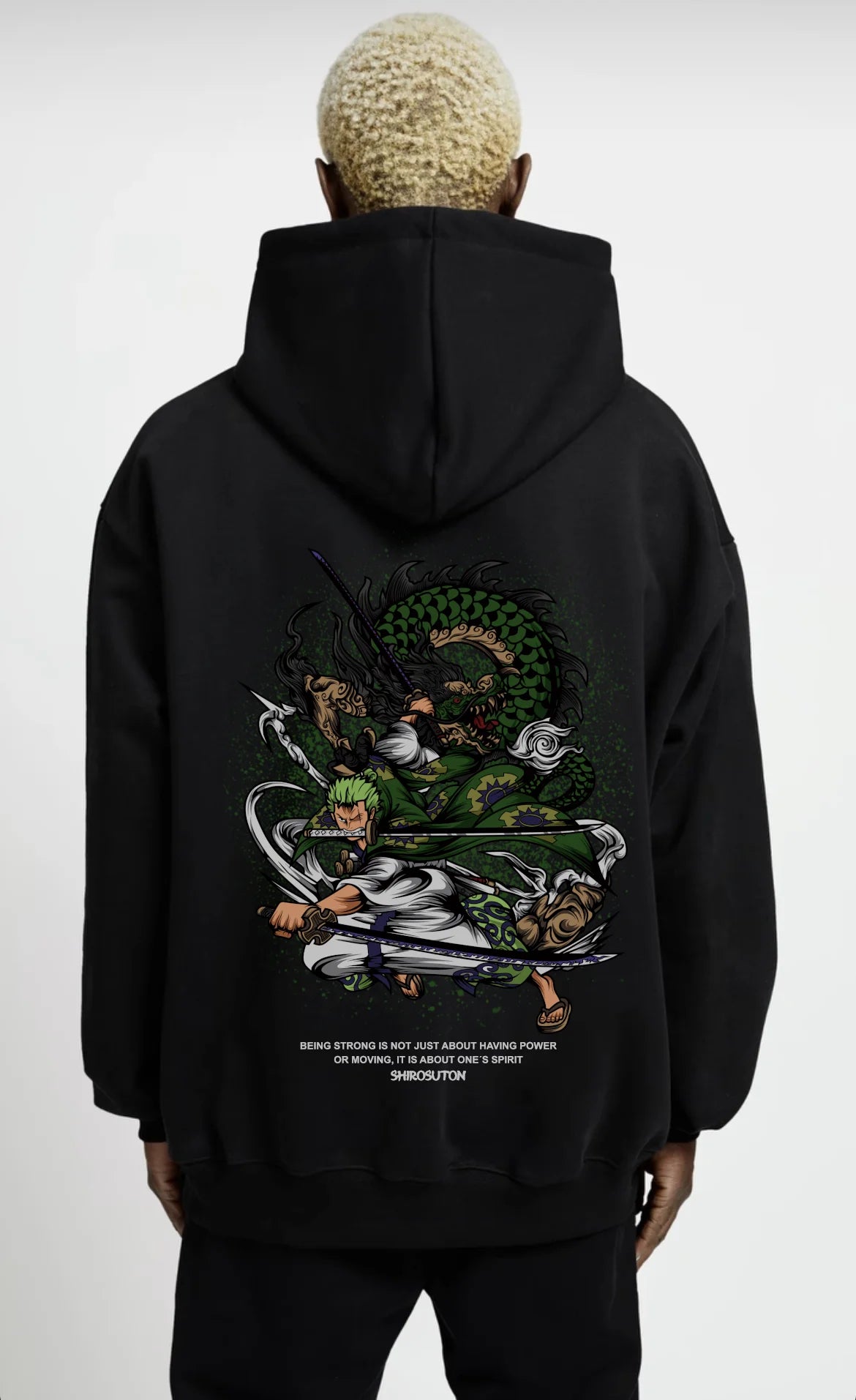 One Piece Zoro Hoodie im Oversized-Stil – Hochwertiges Anime Merchandise für Streetwear Fans und One Piece Liebhaber.