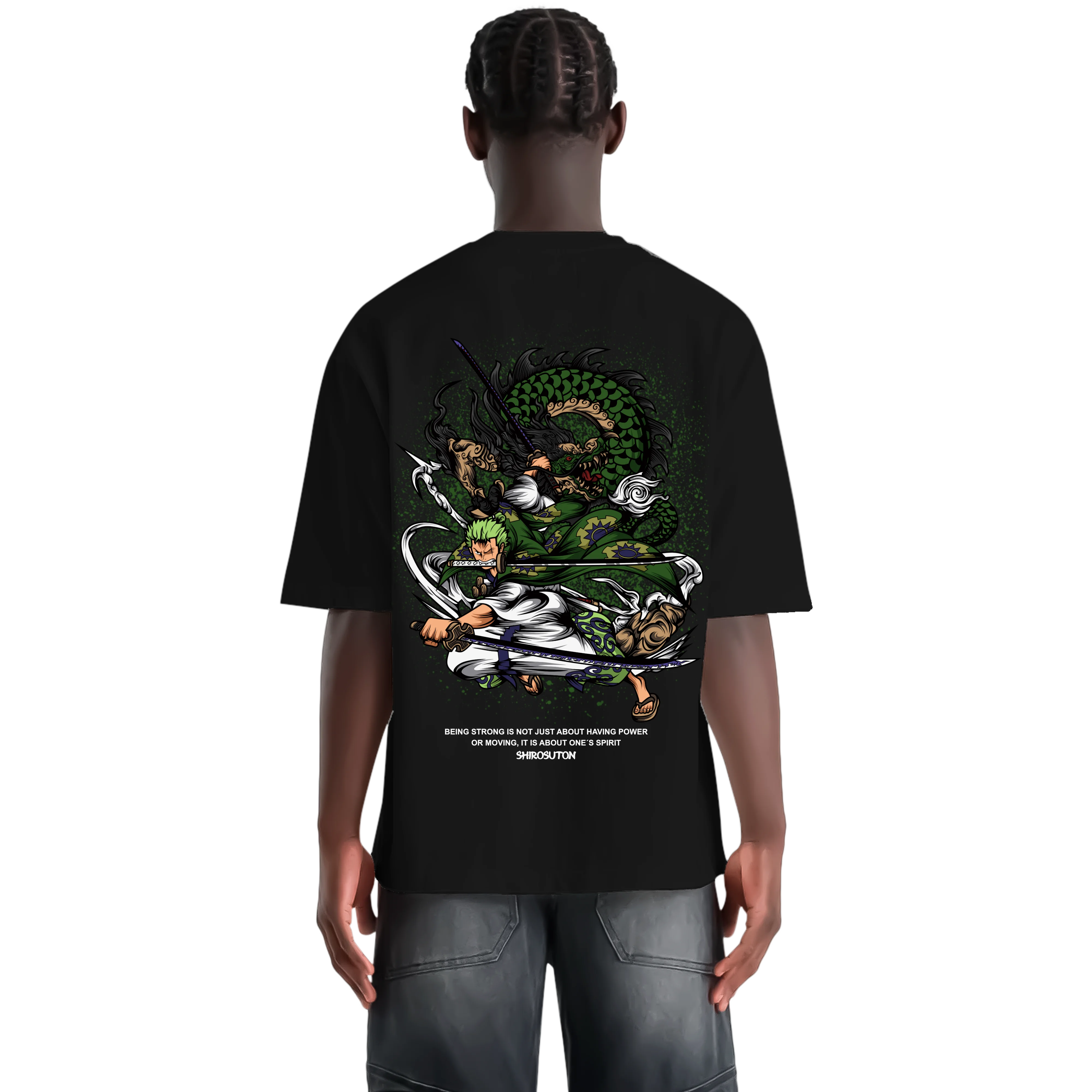 One Piece Zoro T-Shirt im Oversized-Stil – Hochwertiges Anime Merchandise für Streetwear Fans und One Piece Liebhaber.