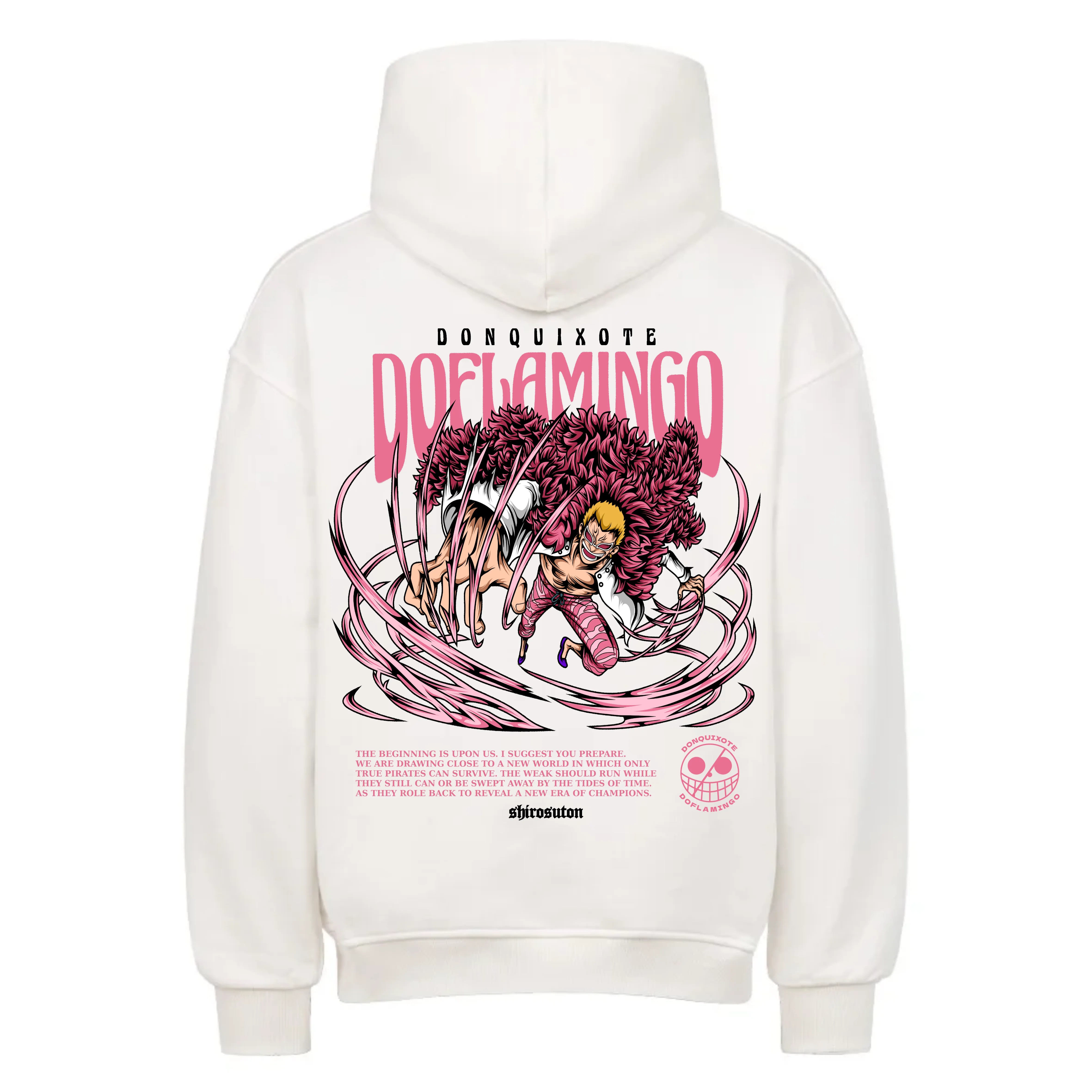 One Piece Doflamingo Hoodie im Oversized-Stil – Hochwertiges Anime Merchandise für Streetwear Fans und One Piece Liebhaber