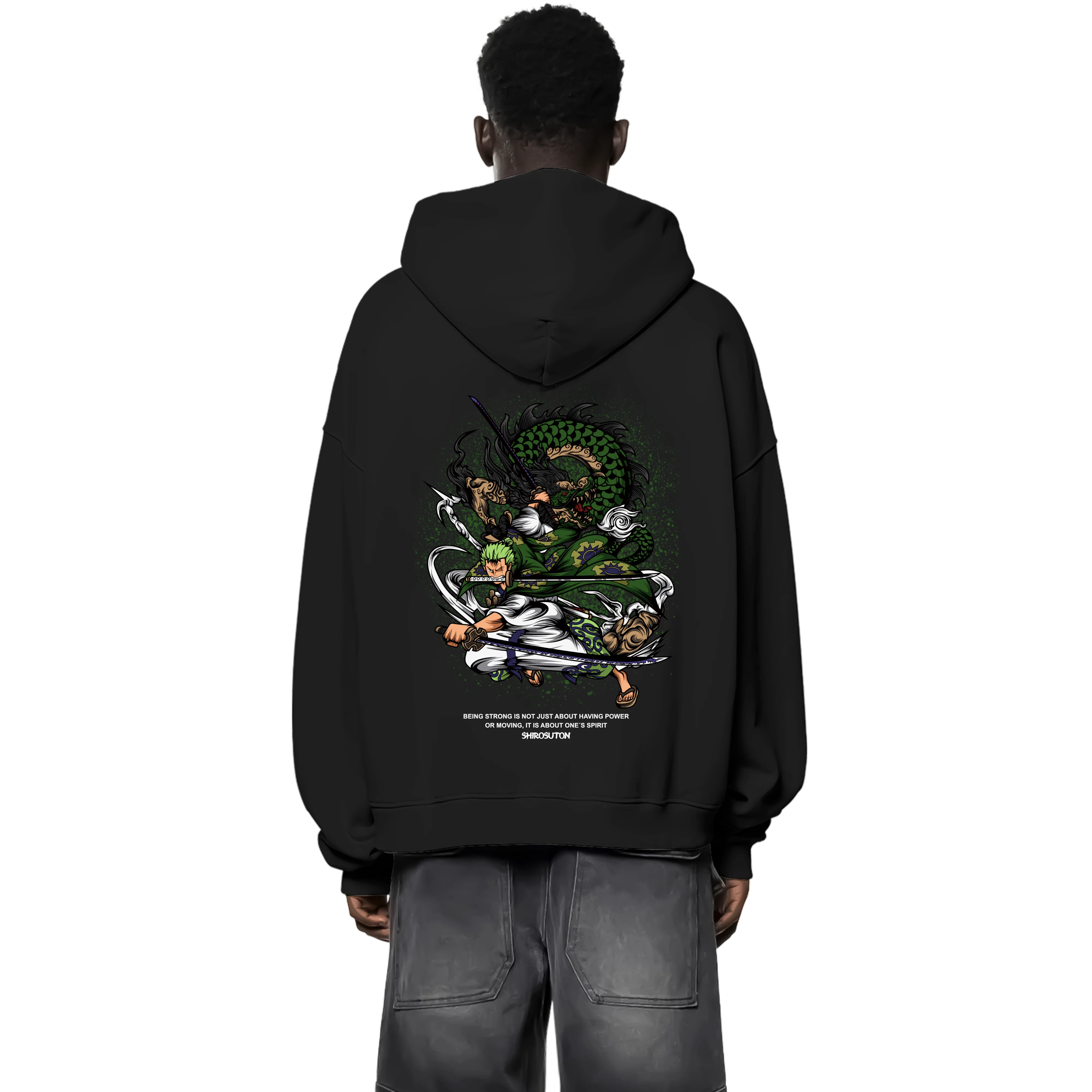 One Piece Zoro Zip Hoodie im Oversized-Stil – Hochwertiges Anime Merchandise für Streetwear Fans und One Piece Liebhaber.