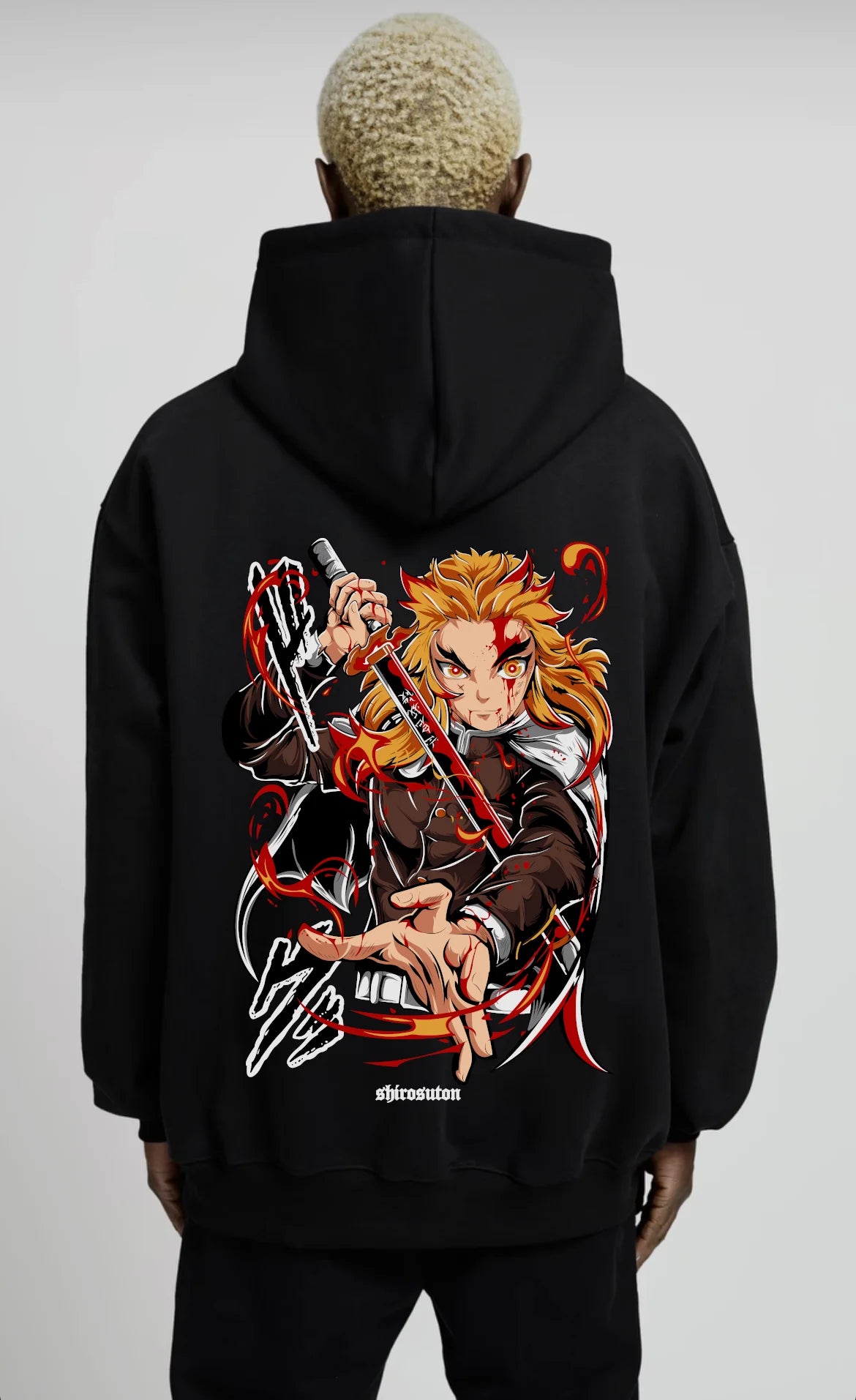 Demon Slayer Rengoku Hoodie im Oversized-Stil – Hochwertiges Anime Merchandise für Streetwear Fans und Demon Slayer Liebhaber