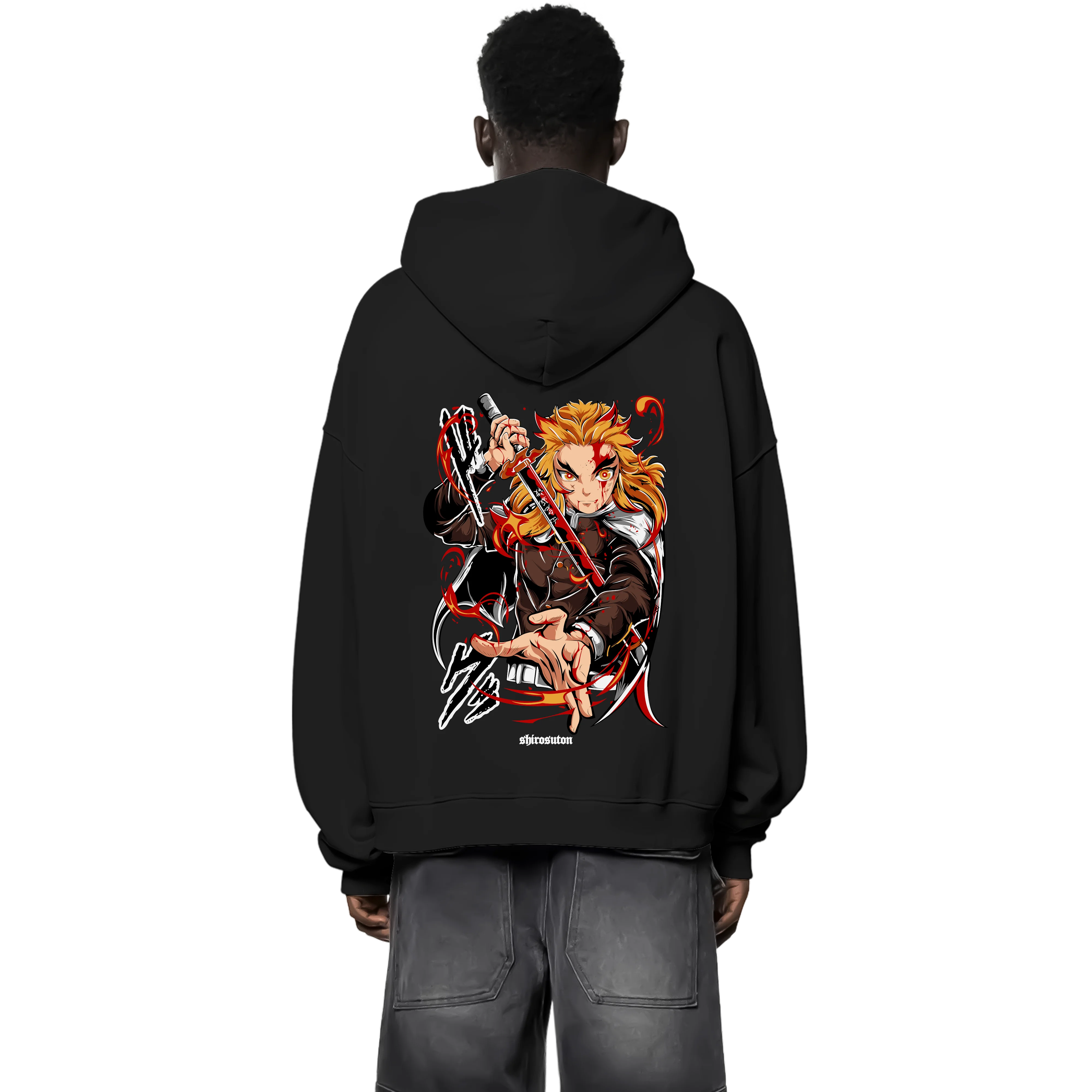 Demon Slayer Rengoku Zip Hoodie im Oversized-Stil – Hochwertiges Anime Merchandise für Streetwear Fans und Demon Slayer Liebhaber