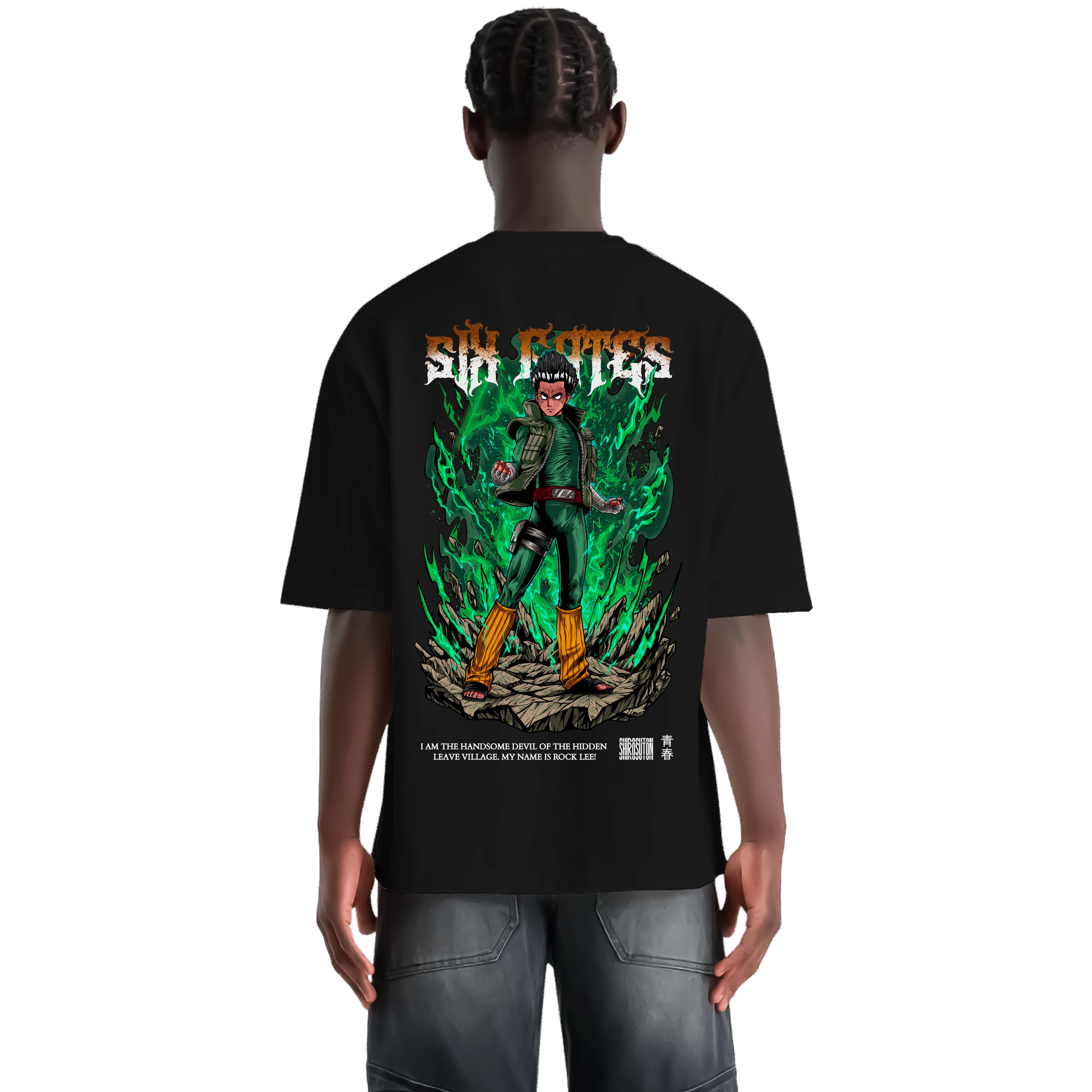 Rock Lee T-Shirt im Oversized-Stil – Hochwertiges Anime Merchandise für Streetwear Fans und Naruto Liebhaber.