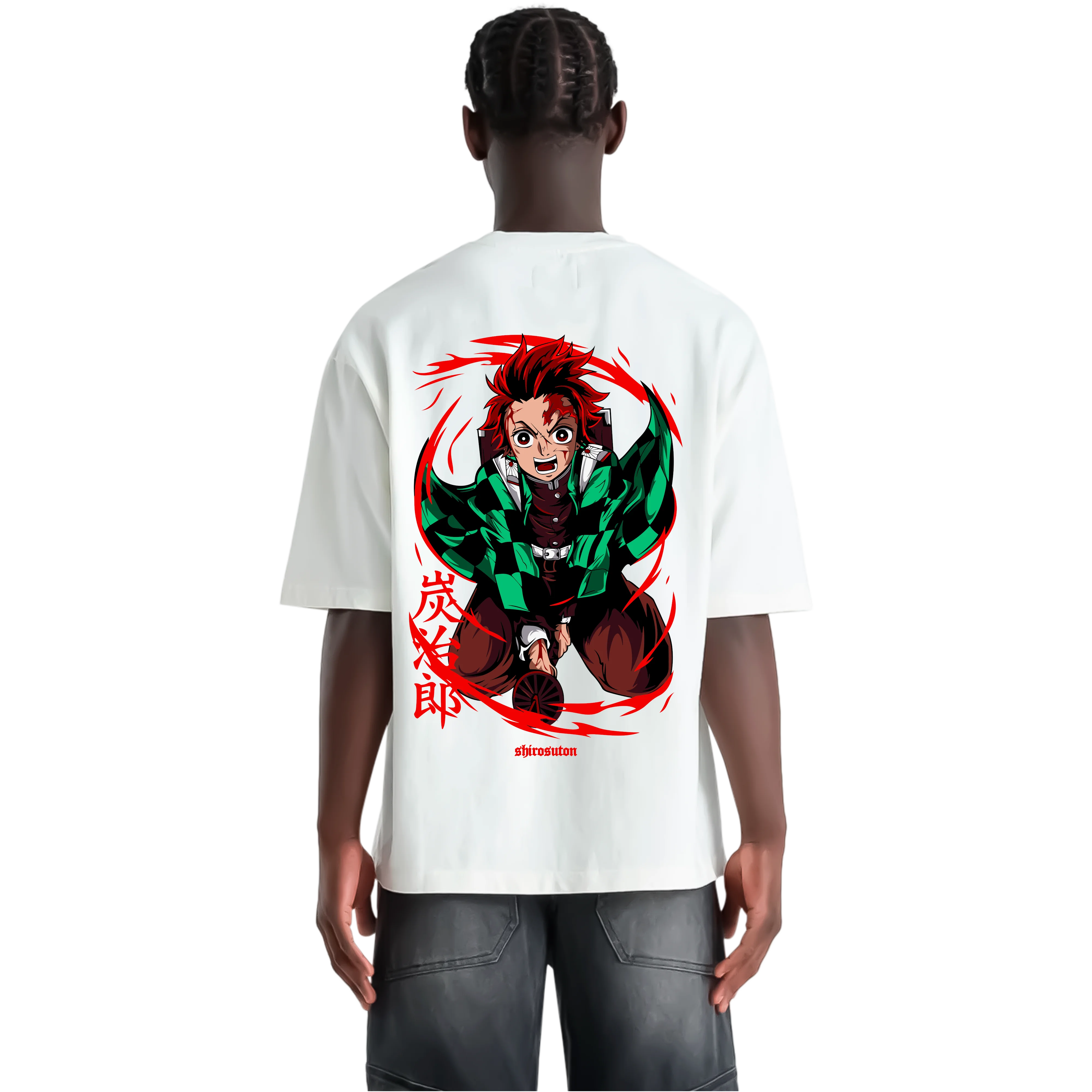 Demon Slayer Tanjiro Tshirt im Oversized-Stil – Hochwertiges Anime Merchandise für Streetwear Fans und Demon Slayer Liebhaber.