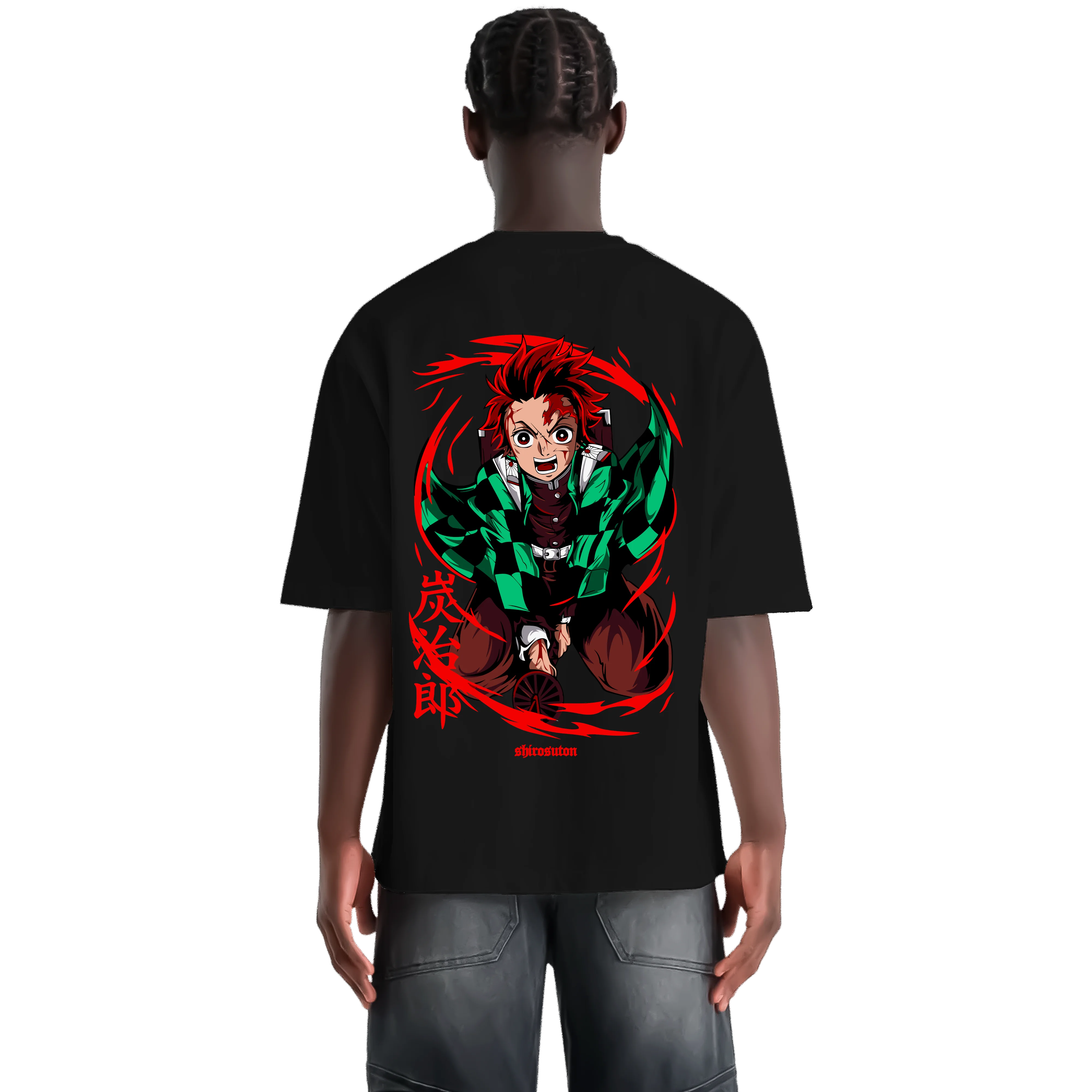 Demon Slayer Tanjiro Tshirt im Oversized-Stil – Hochwertiges Anime Merchandise für Streetwear Fans und Demon Slayer Liebhaber.