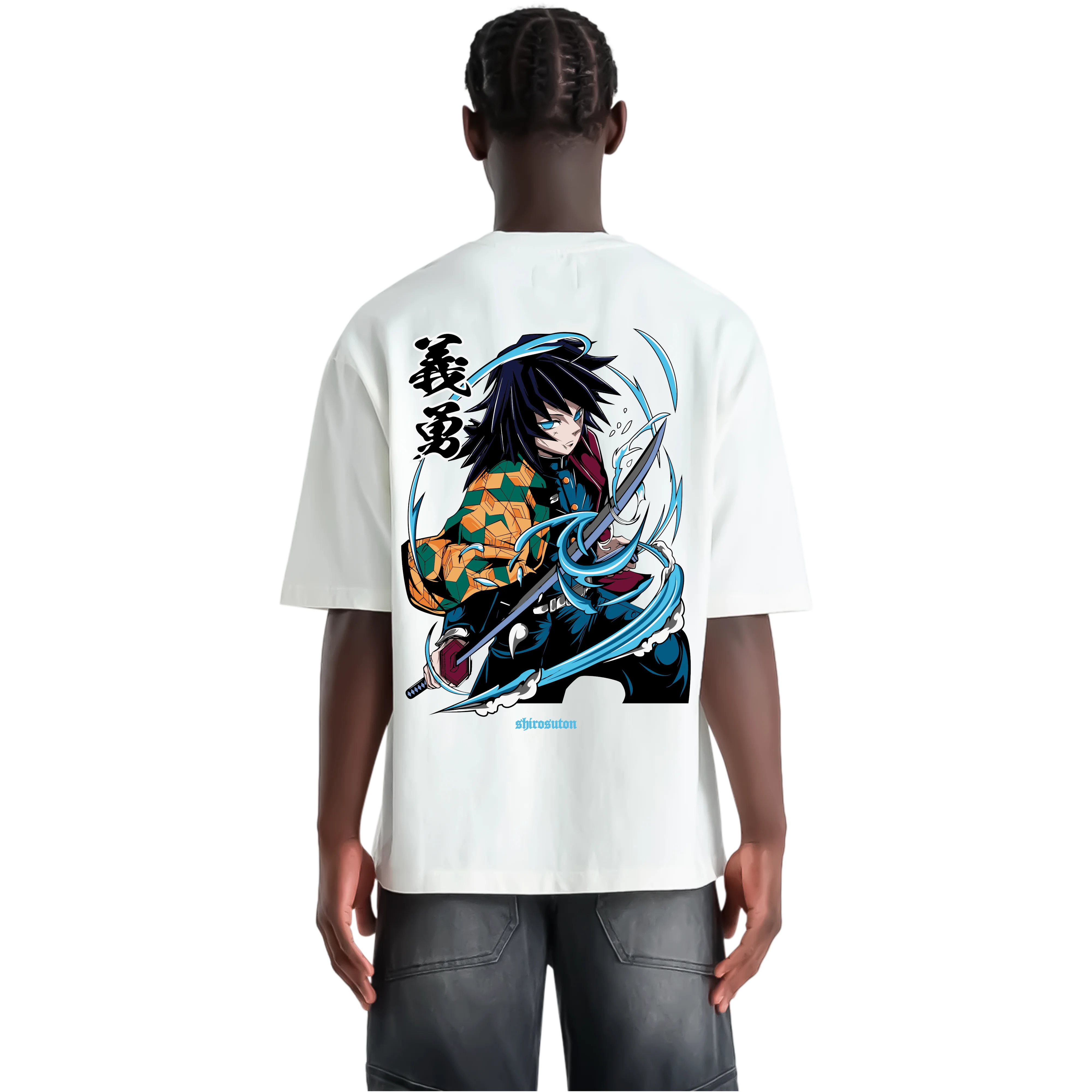 Demon Slayer Tomioka Tshirt im Oversized-Stil – Hochwertiges Anime Merchandise für Streetwear Fans und Demon Slayer Liebhaber.