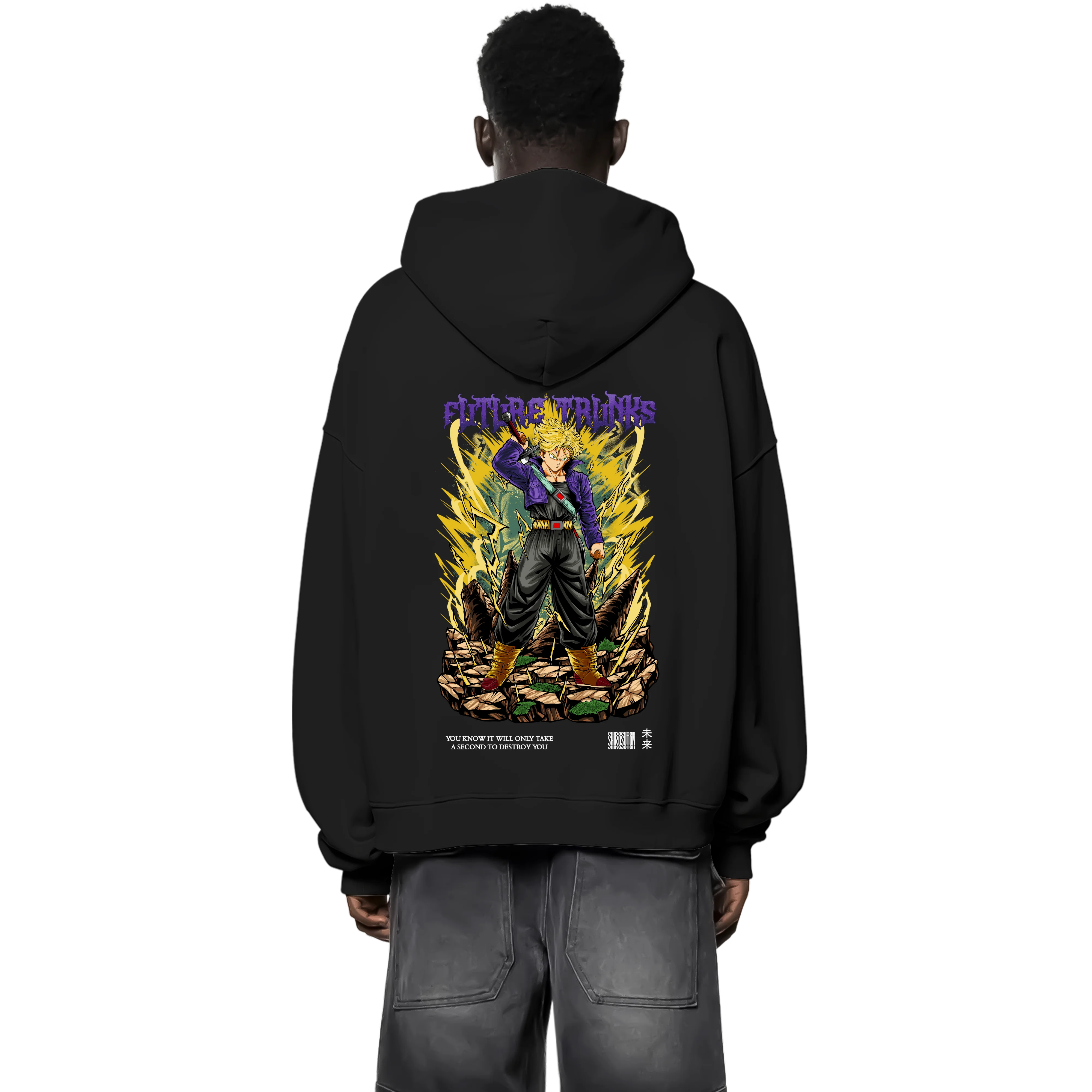 Dragon Ball Trunks Hoodie im Oversized-Stil – Hochwertiges Anime Merchandise für Streetwear Fans und Dragon Ball Liebhaber.