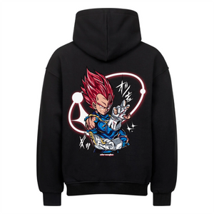 Vegeta Red Hoodie im Oversized-Stil – Hochwertiges Anime Merchandise für Streetwear Fans und Dragon Ball Liebhaber.