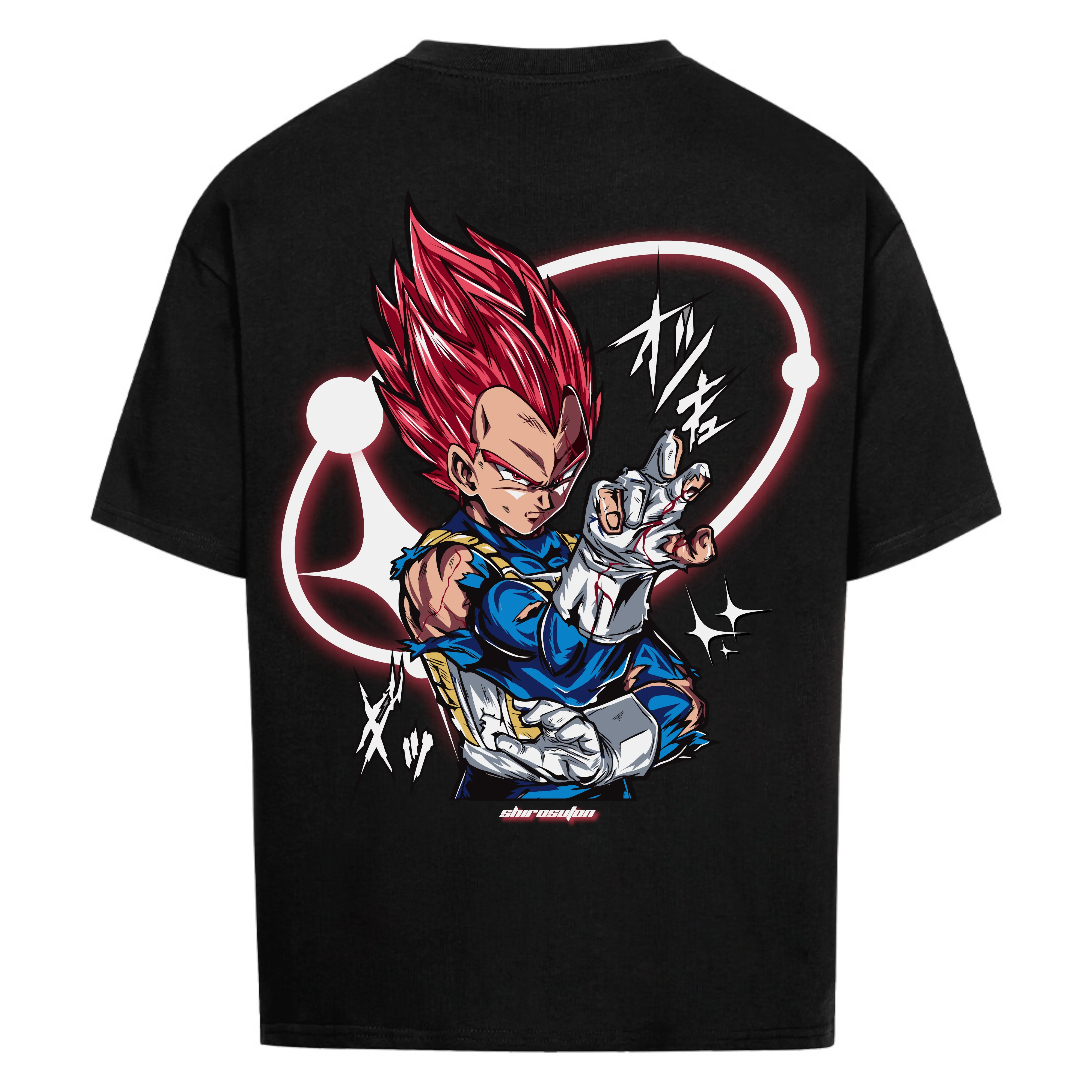 Vegeta Red T-Shirt im Oversized-Stil – Hochwertige Anime Streetwear für Anime Fans und Dragon Ball Liebhaber.