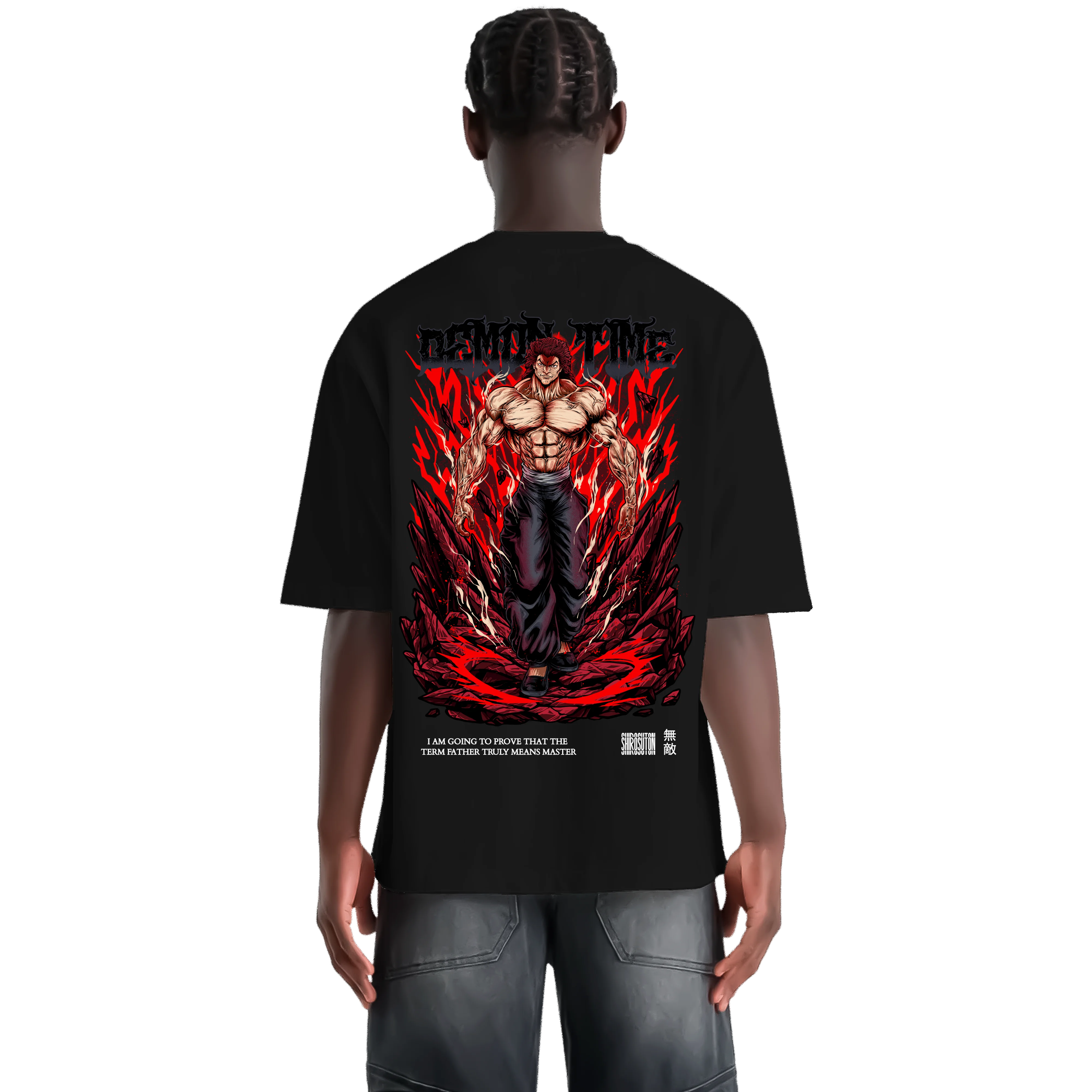 Baki Yujiro Hanma T-Shirt im Oversized-Stil – Hochwertiges Anime Merchandise für Streetwear Fans und Baki Liebhaber.