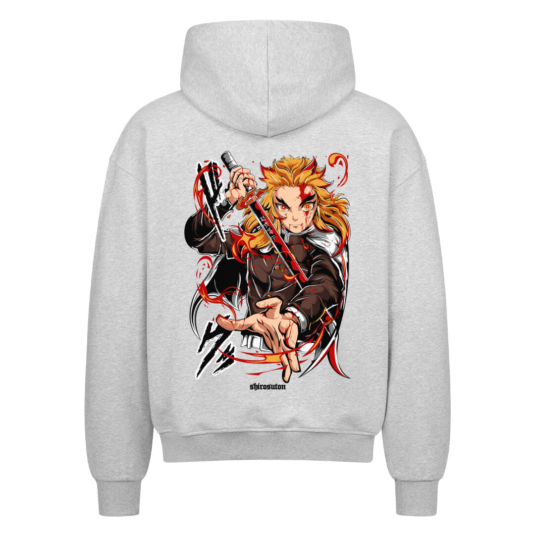 Demon Slayer Rengoku Zip Hoodie im Oversized-Stil – Hochwertiges Anime Merchandise für Streetwear Fans und Demon Slayer Liebhaber