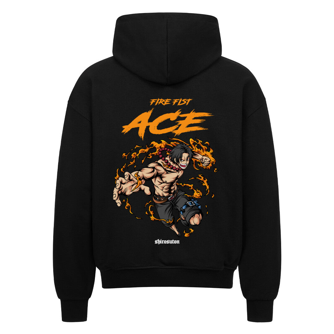 One Piece Ace Fire Fist Zip Hoodie im Oversized-Stil – Hochwertiges Anime Merchandise für Streetwear Fans und One Piece Liebhaber