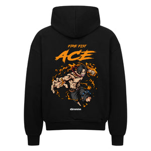 One Piece Ace Fire Fist Zip Hoodie im Oversized-Stil – Hochwertiges Anime Merchandise für Streetwear Fans und One Piece Liebhaber